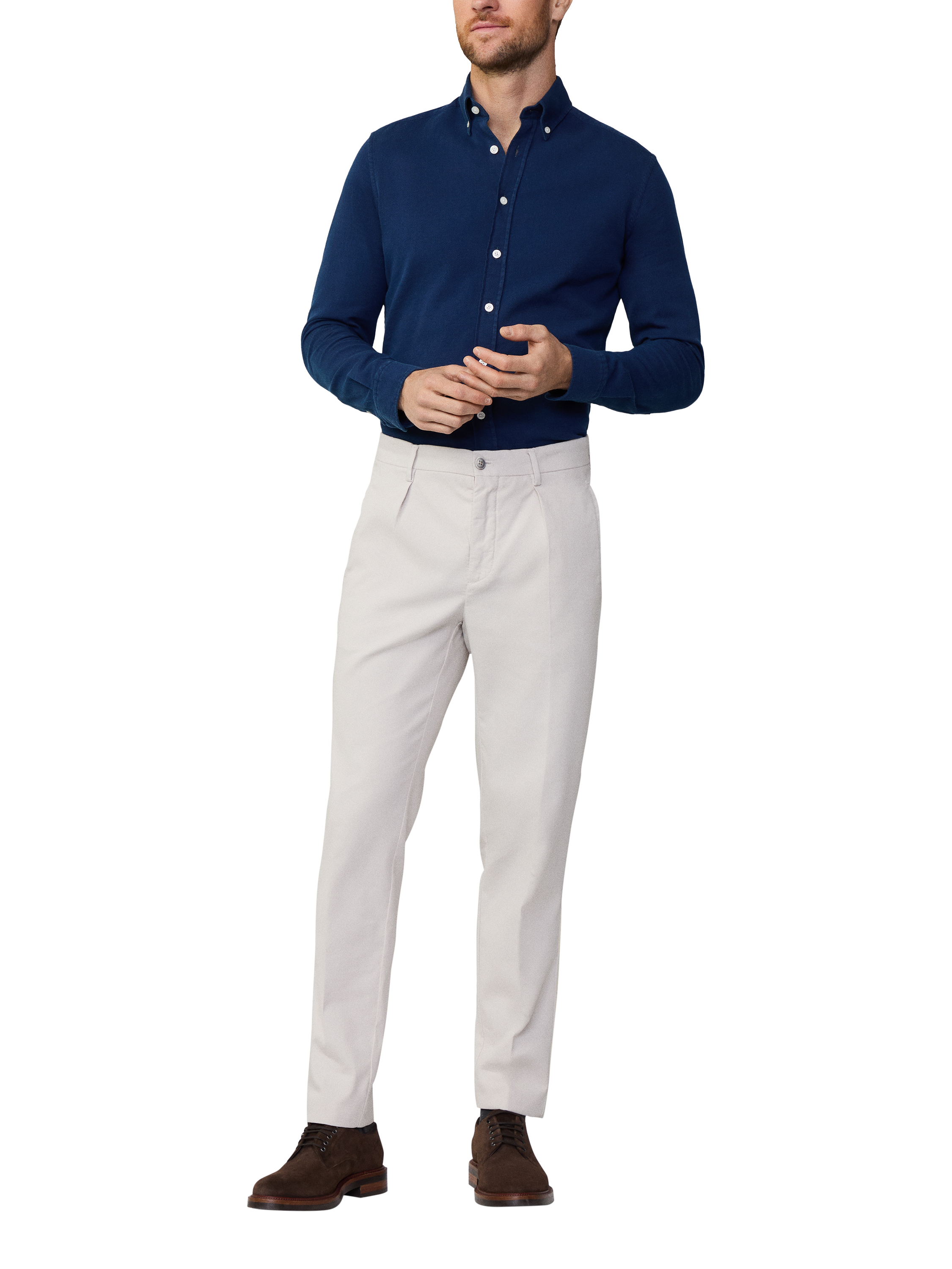 Hackett London Tailored Fit Textured Denim Shirt, Navy