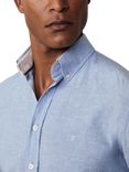 Hackett London Cotton Linen Tailored Fit Flecked Shirt, Sky Blue