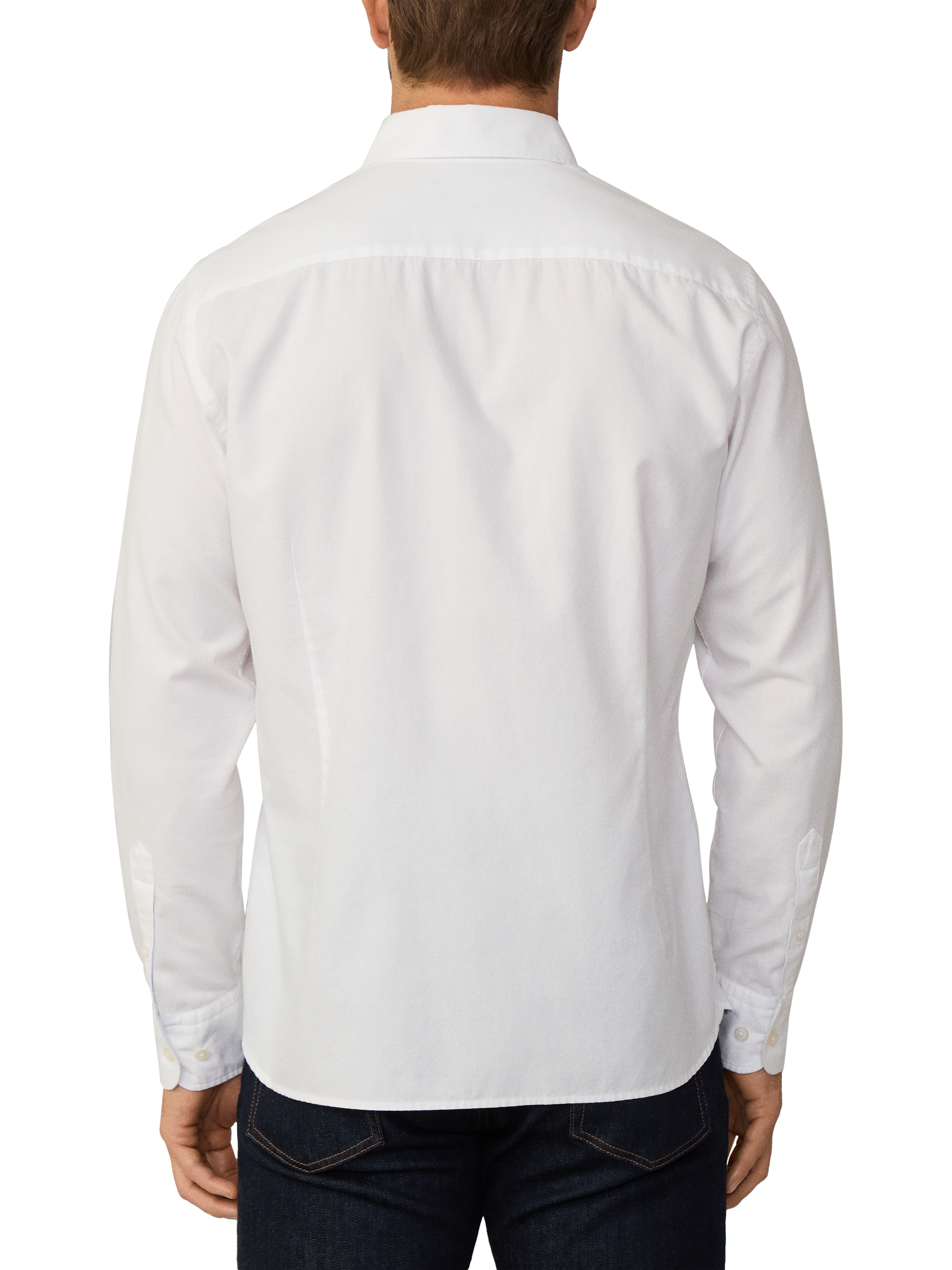 Product image 3 of 7, which shows Hackett London Tailored Fit Brompton Collar Oxford Cotton Shirt, Optic White, XS