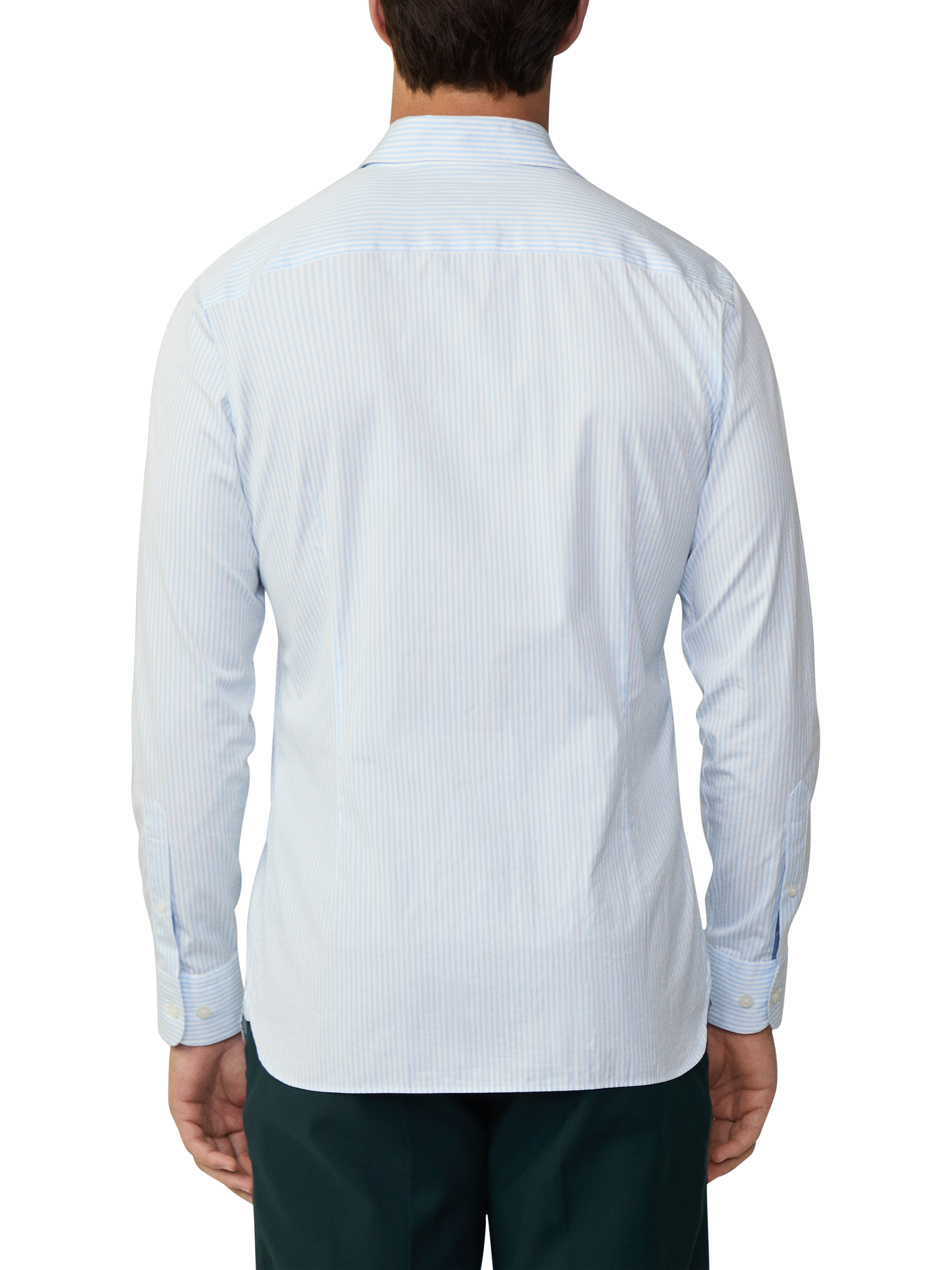 Product image 3 of 7, which shows Hackett London Tailored Fit Stripe Cotton Shirt, Sky Blue, Sky Blue, L