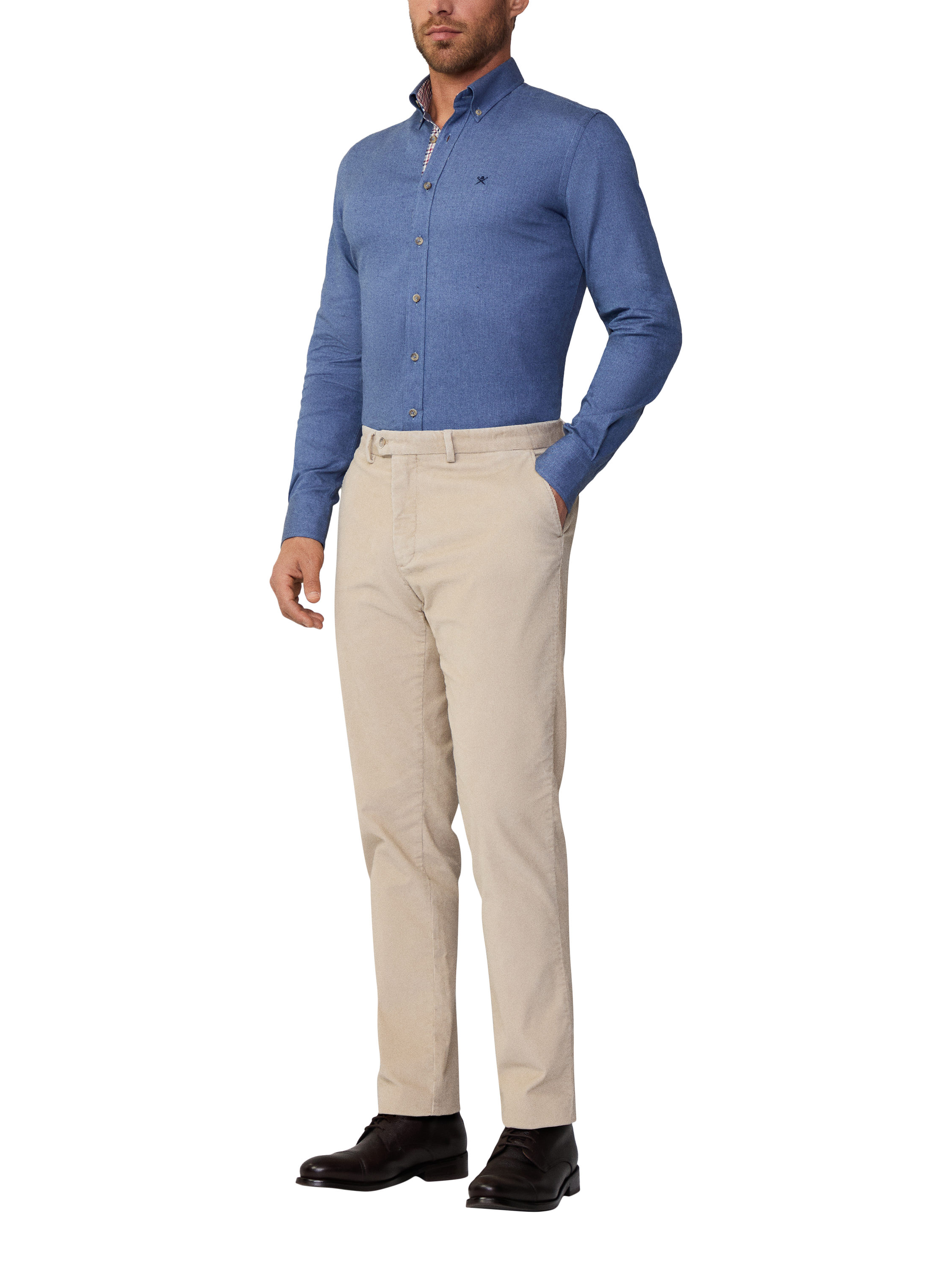 Hackett London Tailored Fit Cotton Flannel Shirt, Blue
