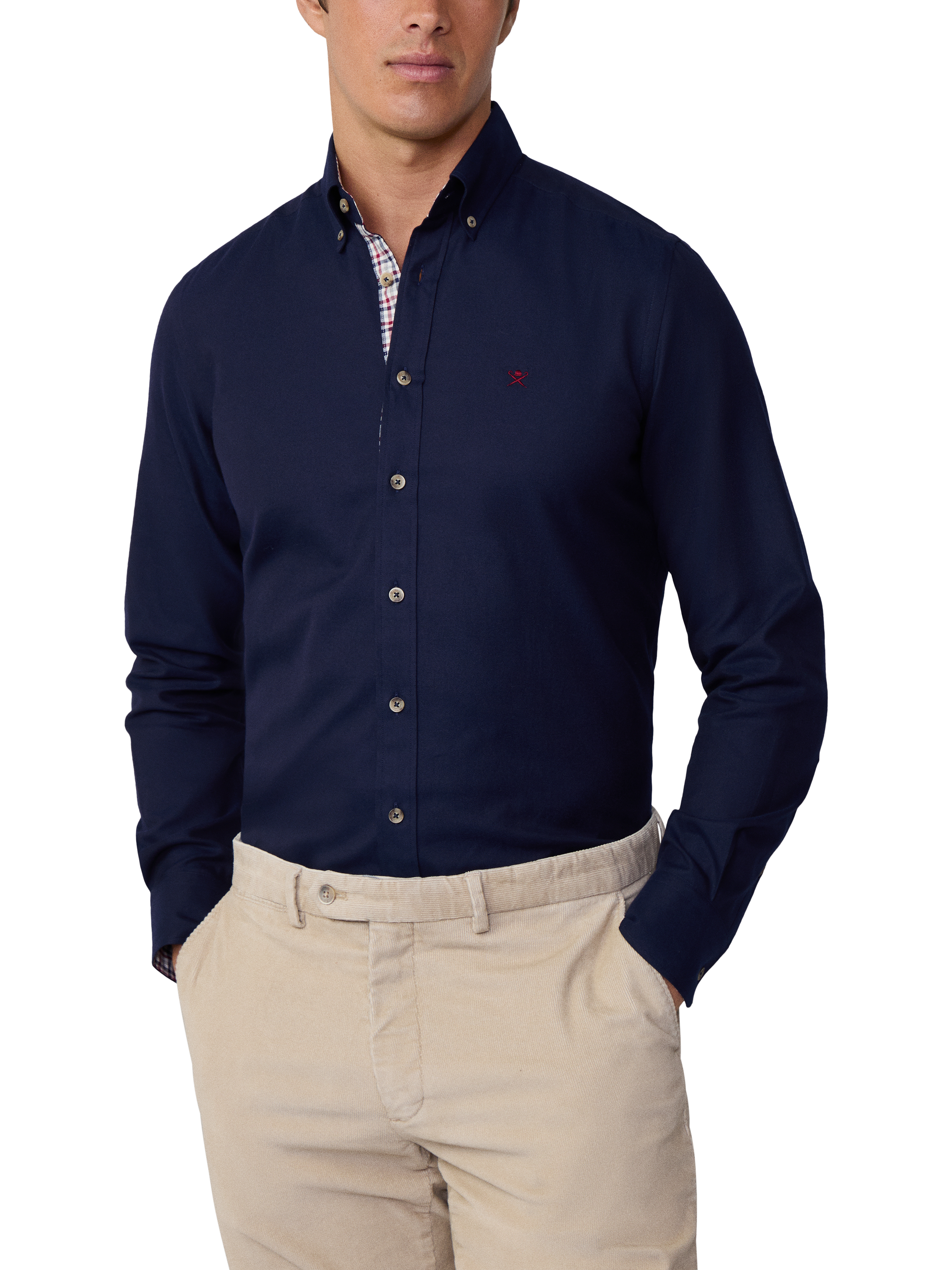 Hackett London Cotton Tailored Fit Shirt, Navy