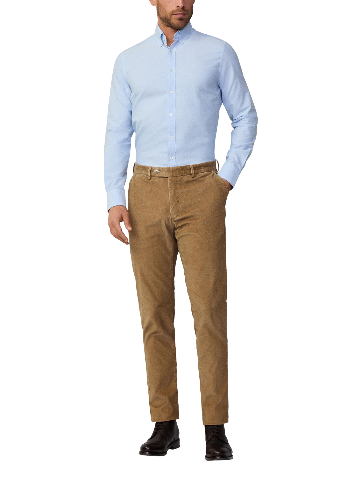 Hackett London Tailored Fit Brompton Collar Oxford Cotton Shirt, Sky Blue