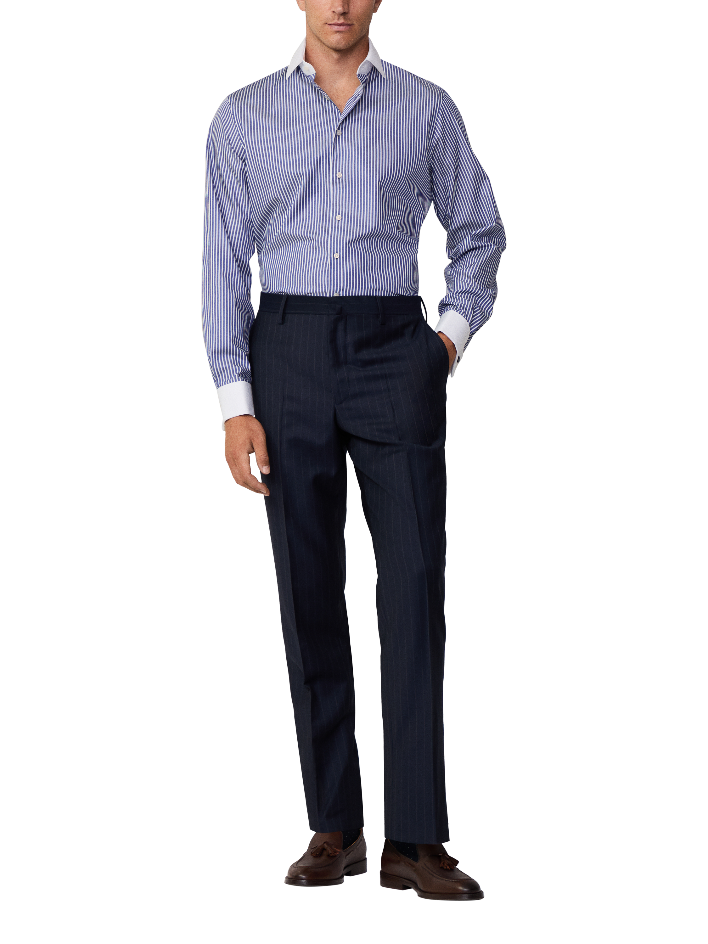 Hackett London Classic Fit Cotton Cufflink Shirt, Navy