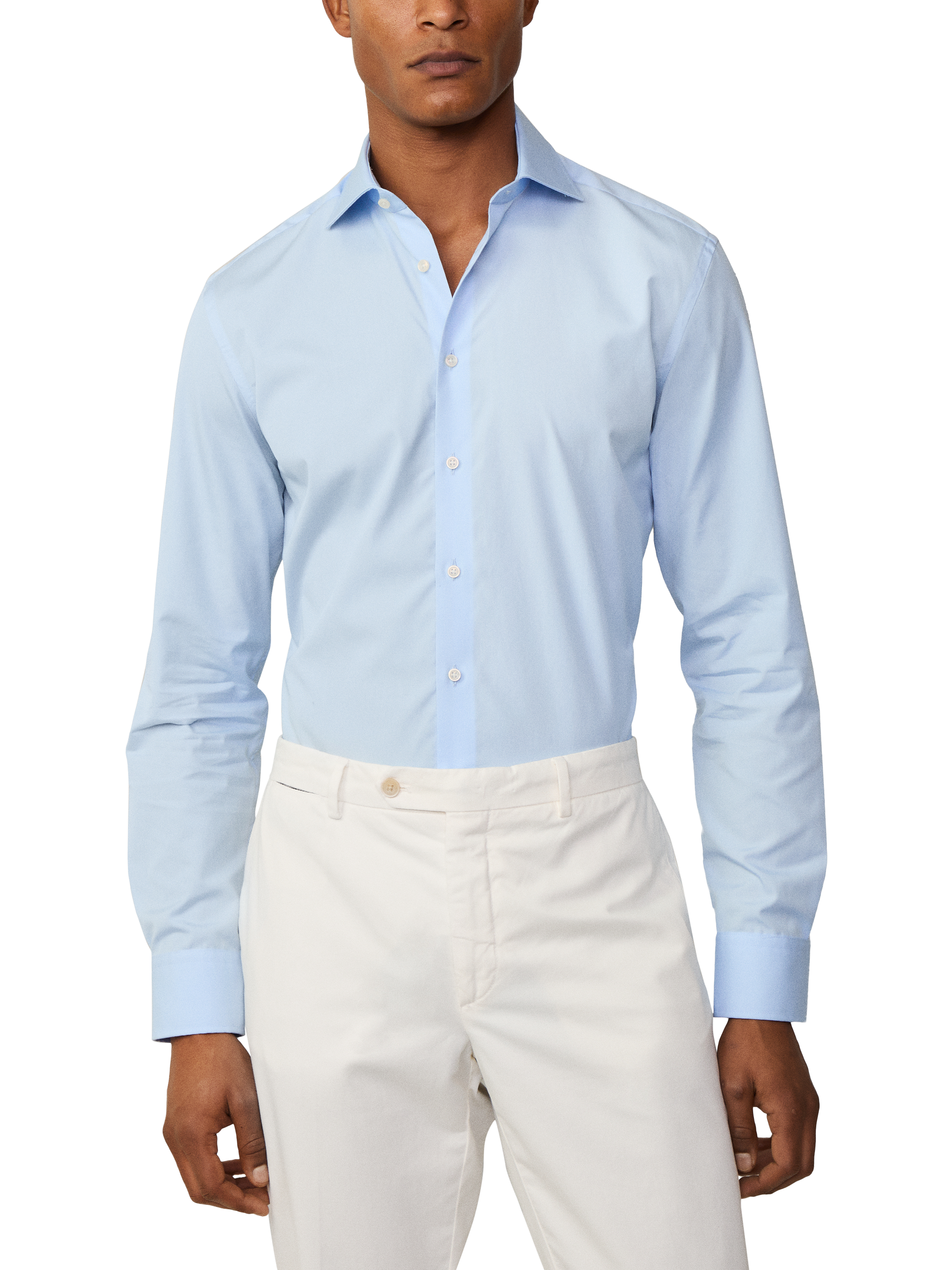 Product image 2 of 8, which shows Hackett London Slim Fit Poplin Cotton Shirt, Sky Blue, S