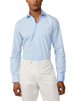 Hackett London Slim Fit Poplin Cotton Shirt - view 2, Sky Blue