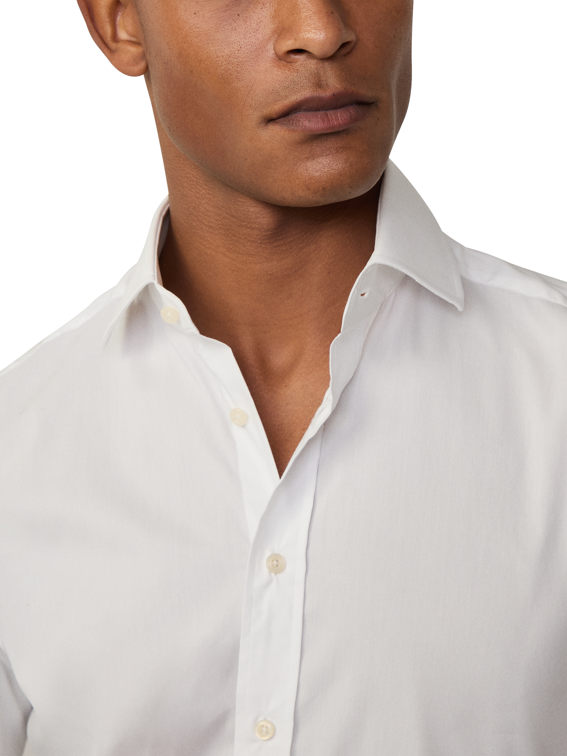 Product image 4 of 7, which shows Hackett London Slim Fit Poplin Cotton Blend Shirt, White, White, S-M