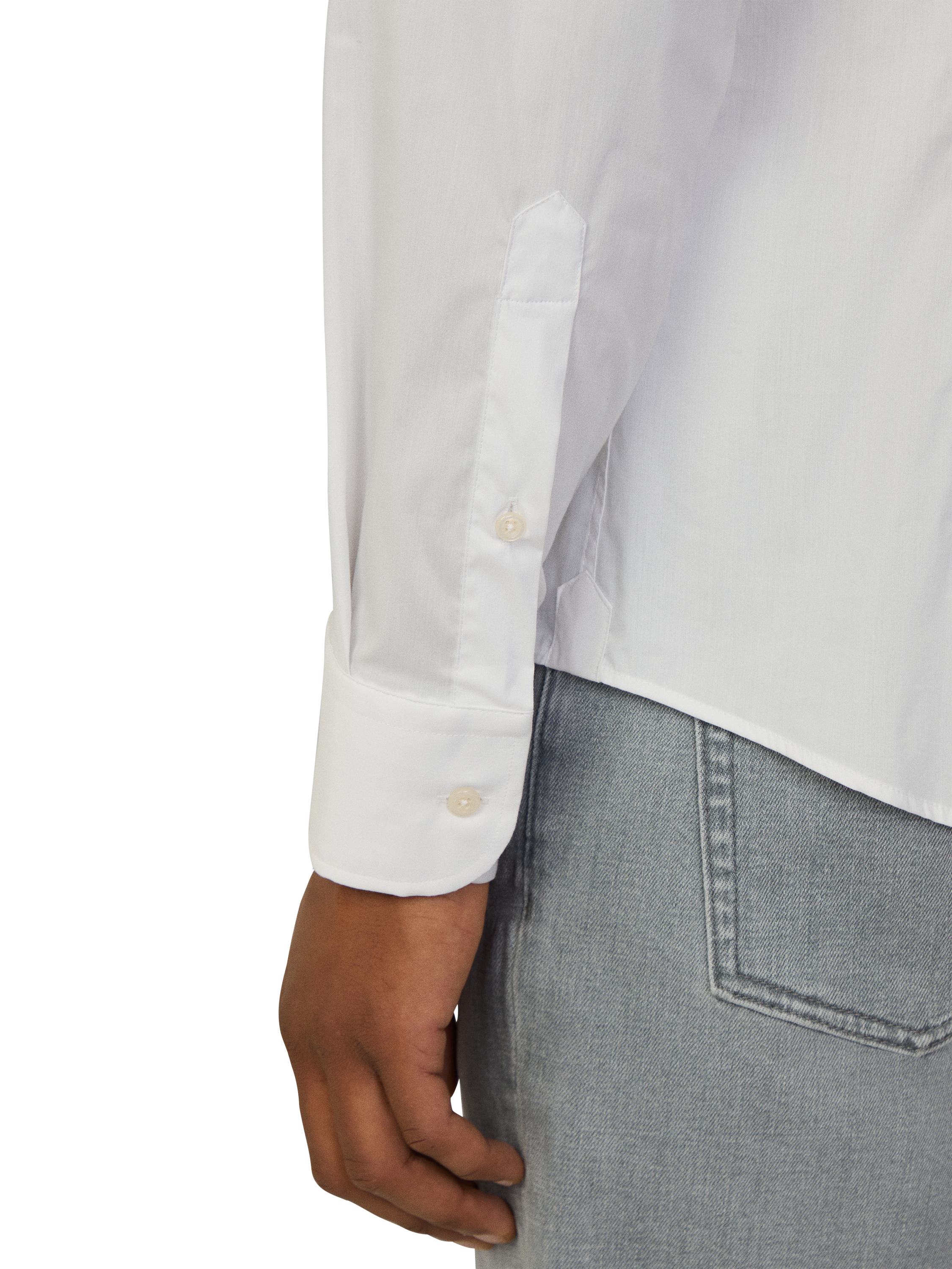Product image 5 of 7, which shows Hackett London Slim Fit Poplin Cotton Blend Shirt, White, White, S-M