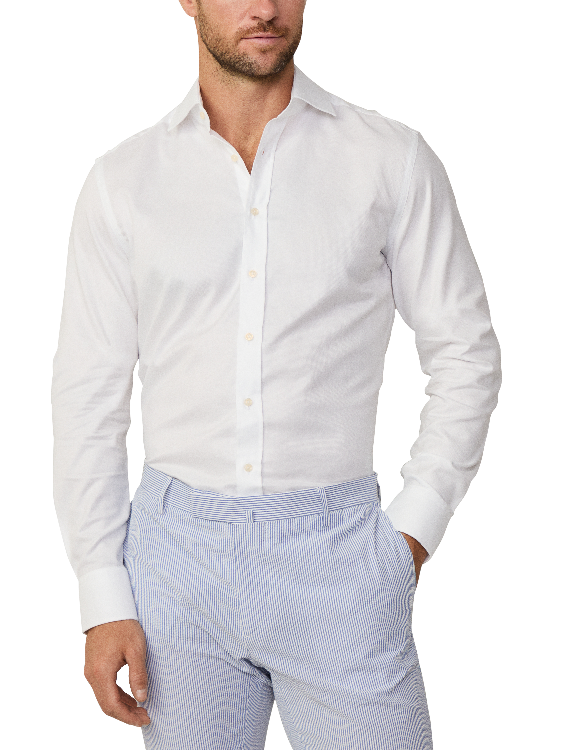 Product image 2 of 8, which shows Hackett London Slim Fit Oxford Cotton Shirt, White, S-M