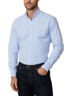 Hackett London Slim Fit Brompton Collar Oxford Cotton Shirt - view 2, Sky Blue