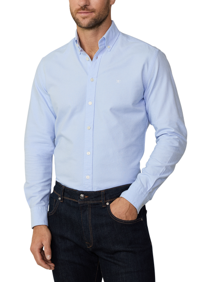 Hackett London Slim Fit Brompton Collar Oxford Cotton Shirt - view 2, Sky Blue