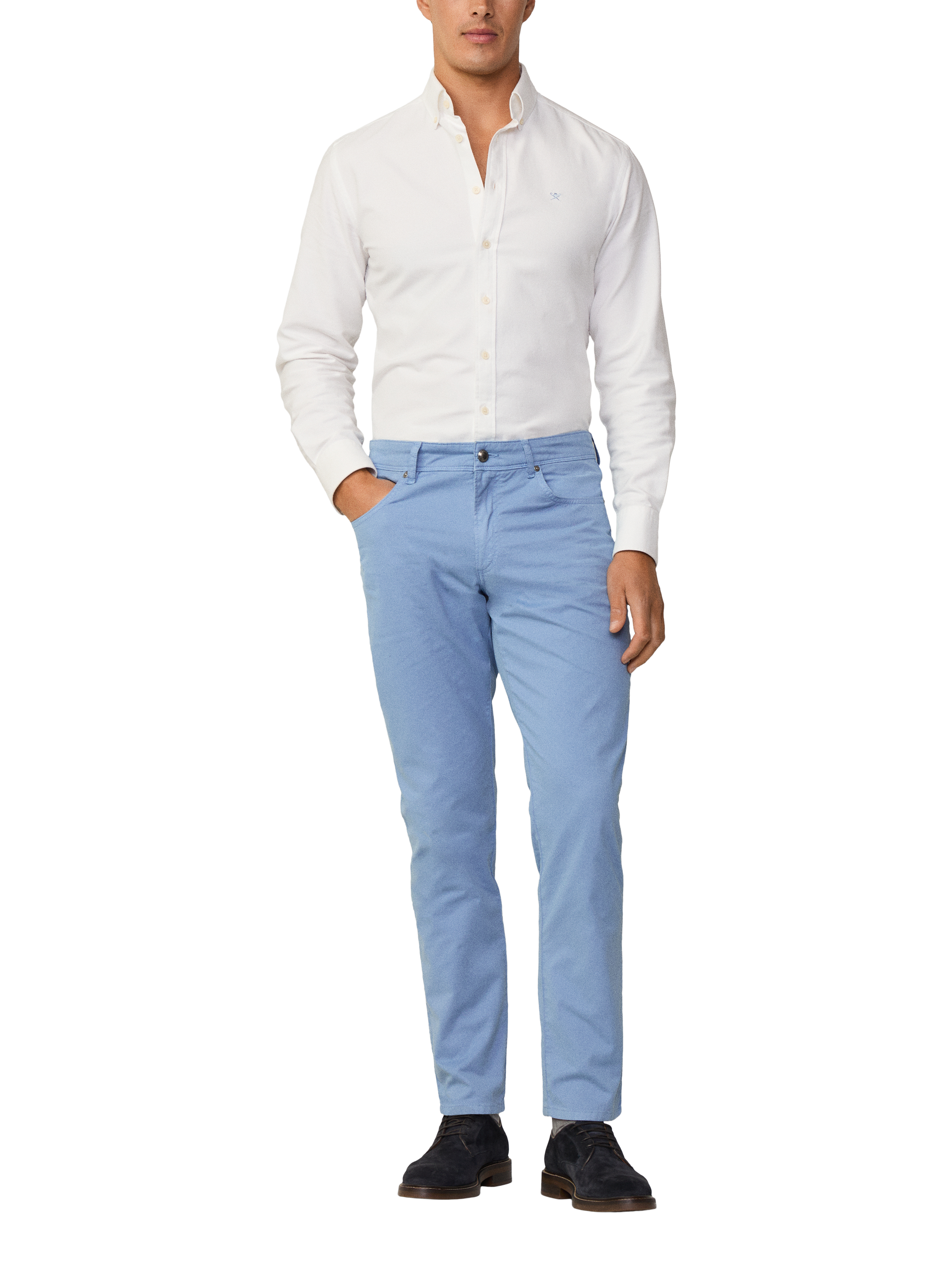 Product image 1 of 7, which shows Hackett London Slim Fit Brompton Collar Oxford Cotton Shirt, White, XS
