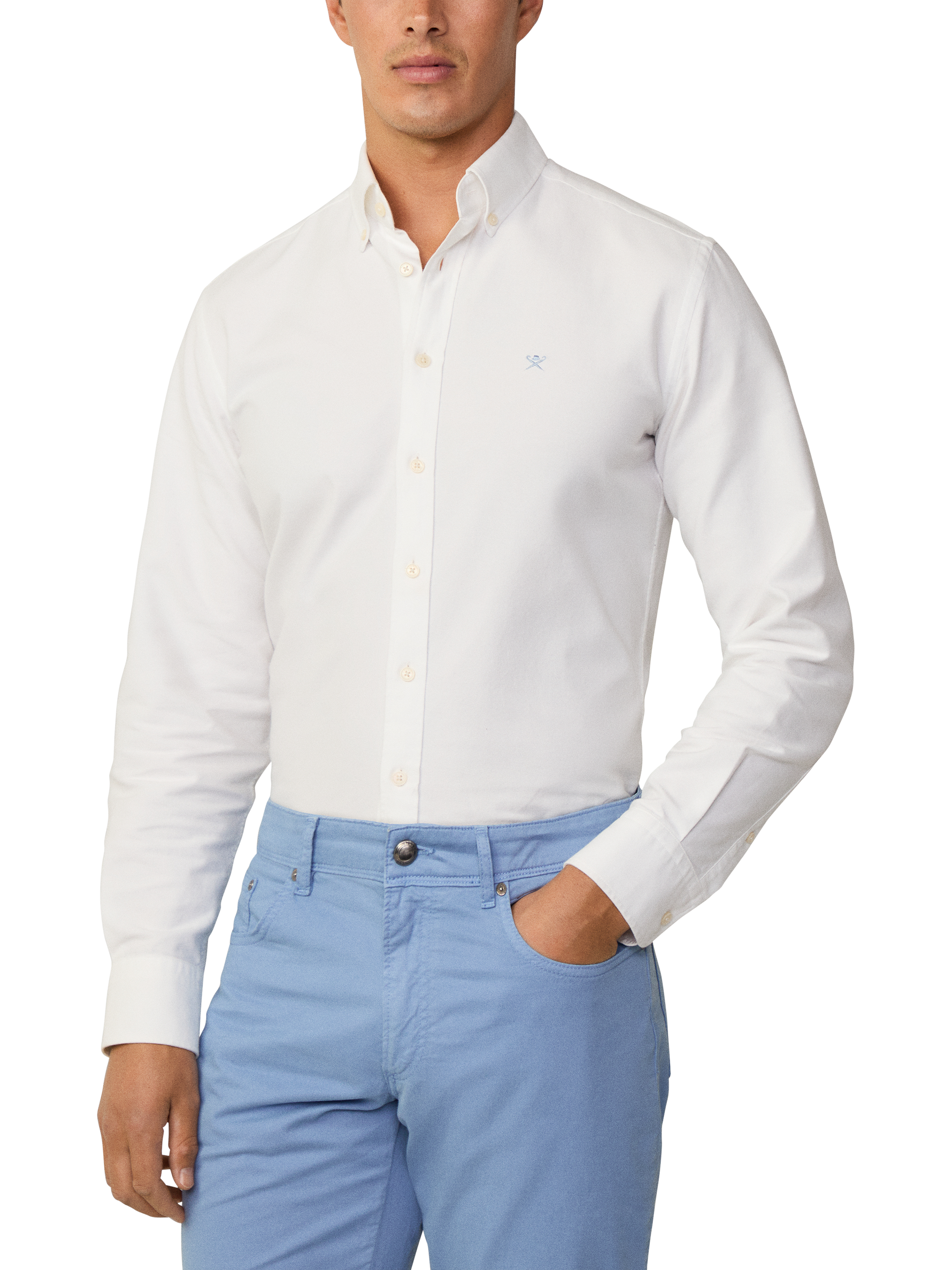 Product image 2 of 7, which shows Hackett London Slim Fit Brompton Collar Oxford Cotton Shirt, White, XS