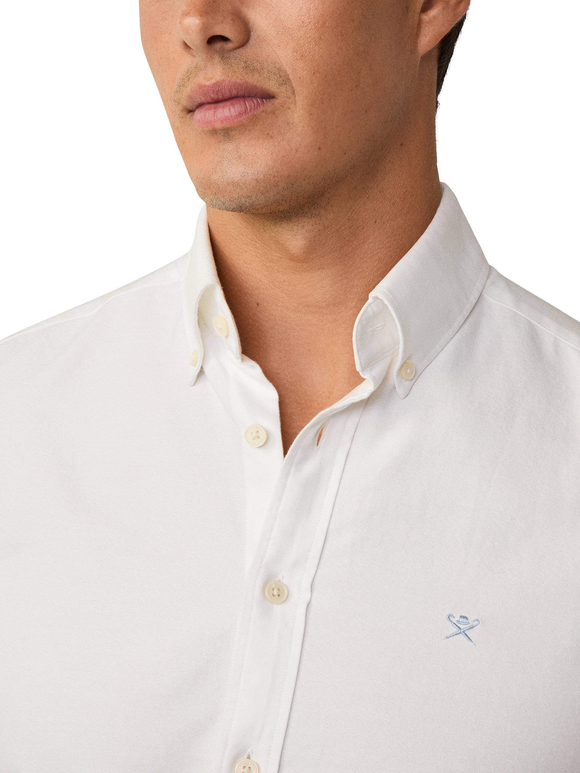 Product image 4 of 7, which shows Hackett London Slim Fit Brompton Collar Oxford Cotton Shirt, White, XS