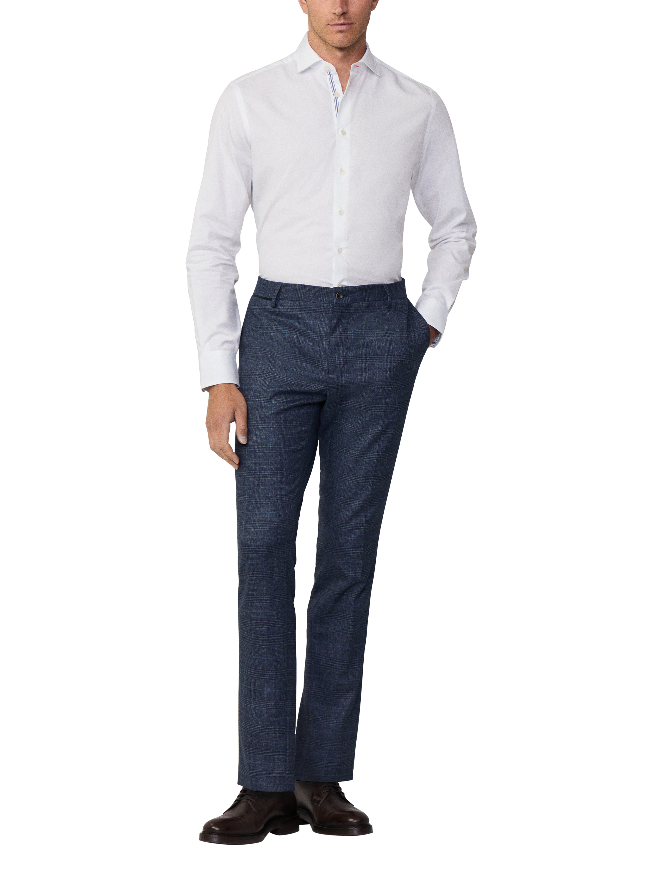 Hackett London Decorative Trim Cotton Twill Shirt, White/Navy