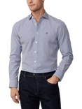 Hackett London Slim Fit Bengal Stripe Cotton Shirt, Navy