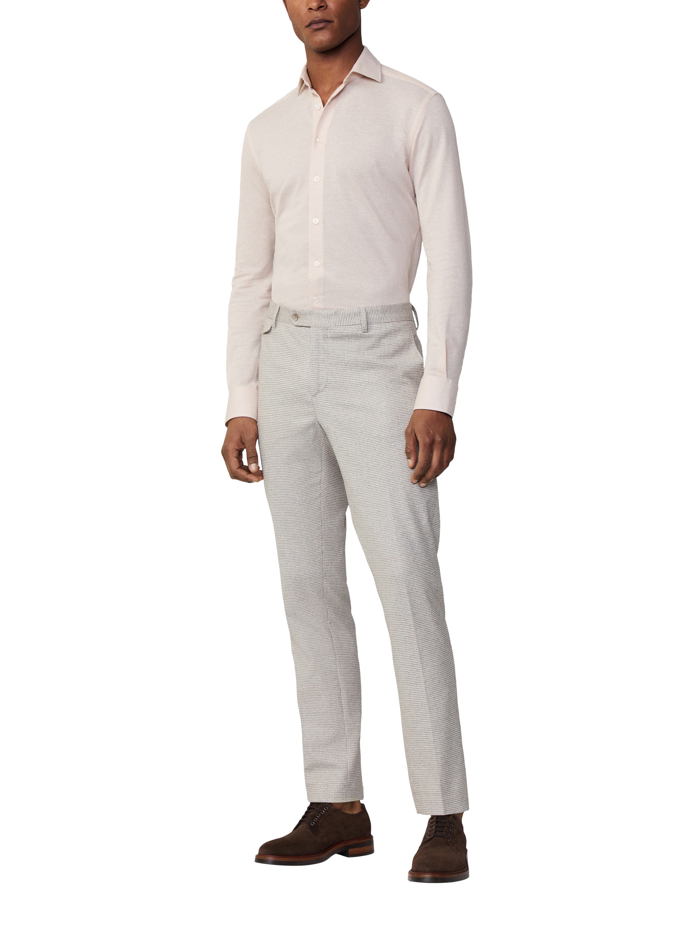 Product image 3 of 6, which shows Hackett London Stretch Pique Cotton Shirt, Tan Brown, S