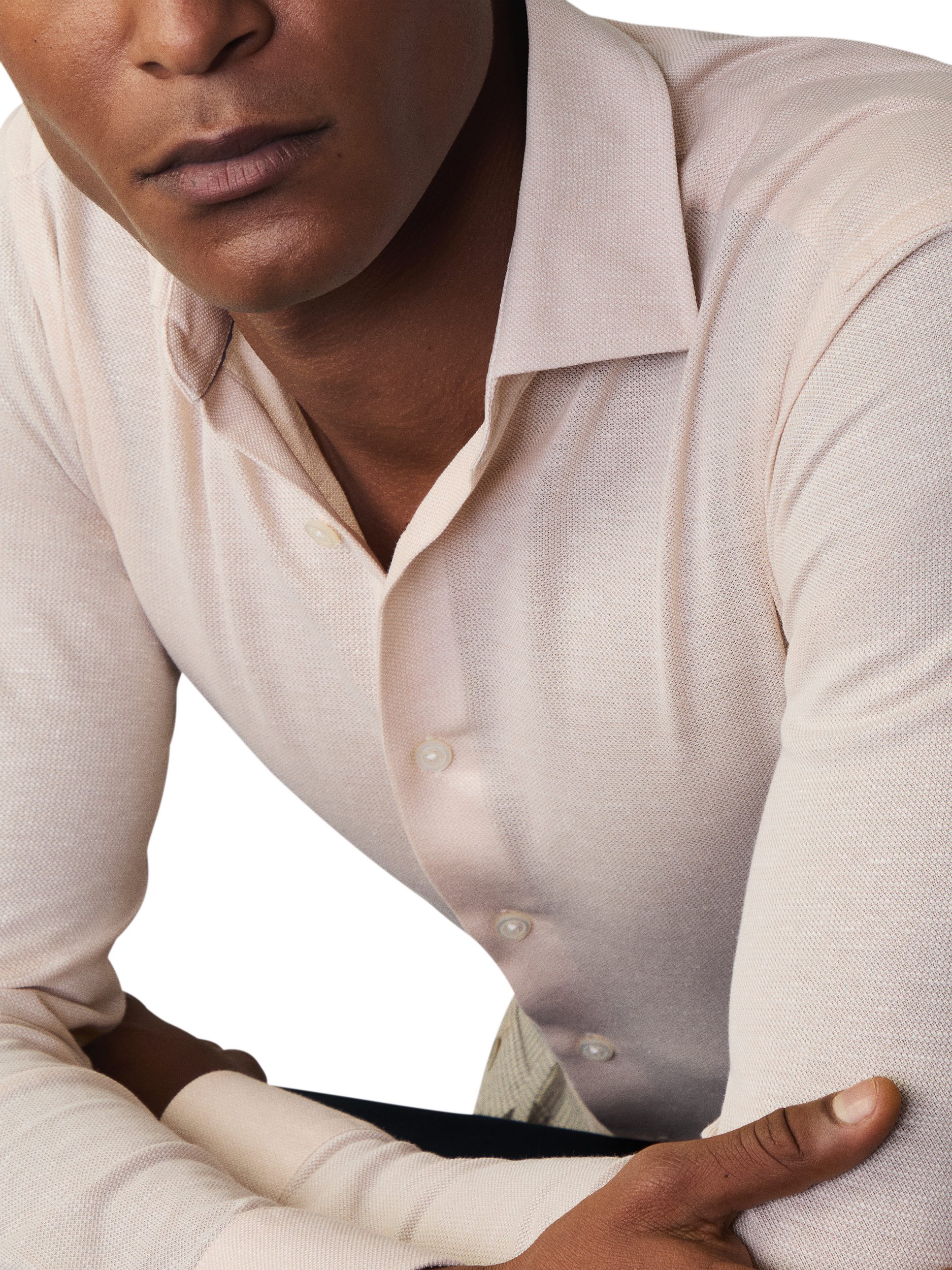Product image 4 of 6, which shows Hackett London Stretch Pique Cotton Shirt, Tan Brown, S