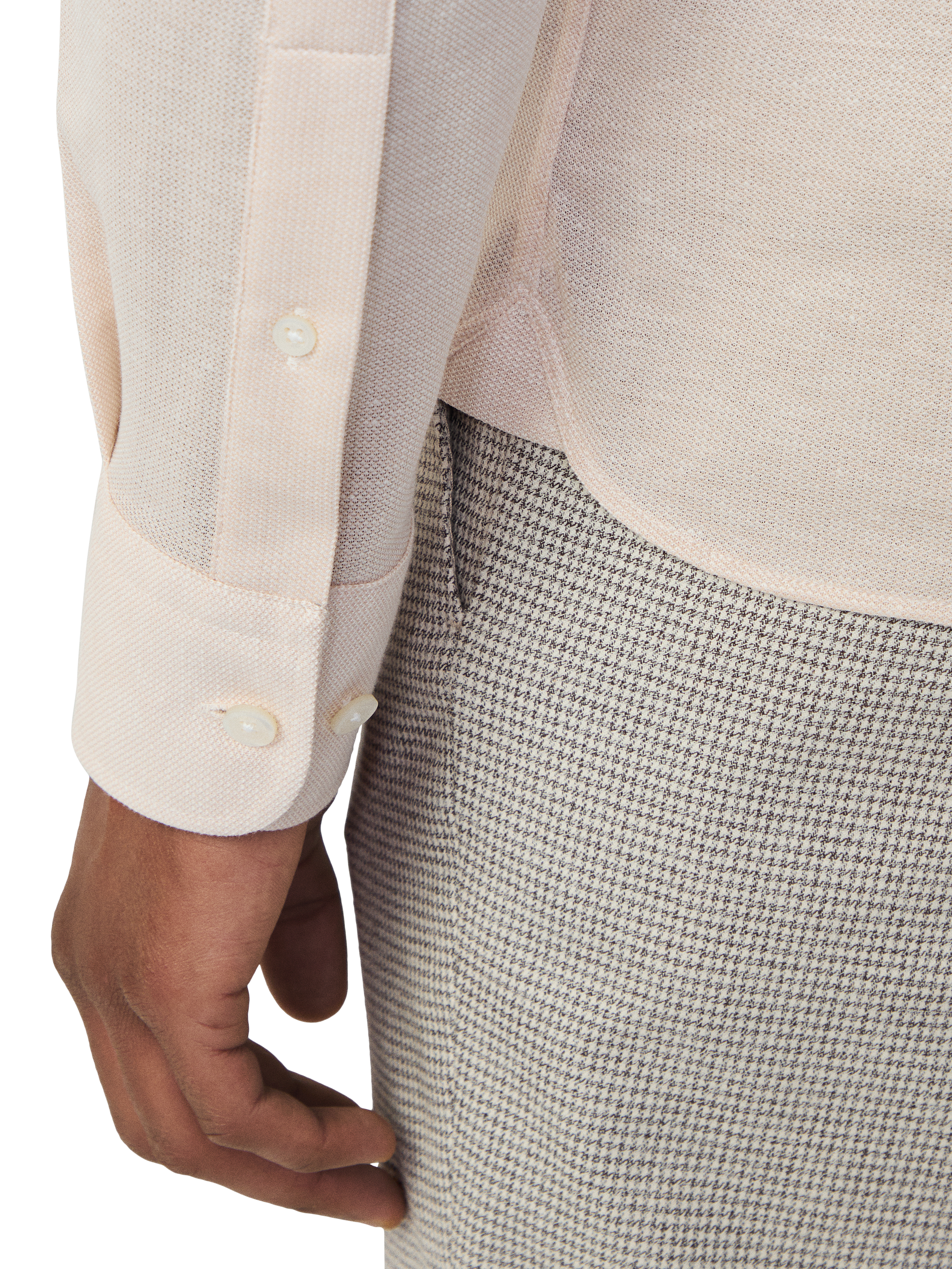 Product image 5 of 6, which shows Hackett London Stretch Pique Cotton Shirt, Tan Brown, S