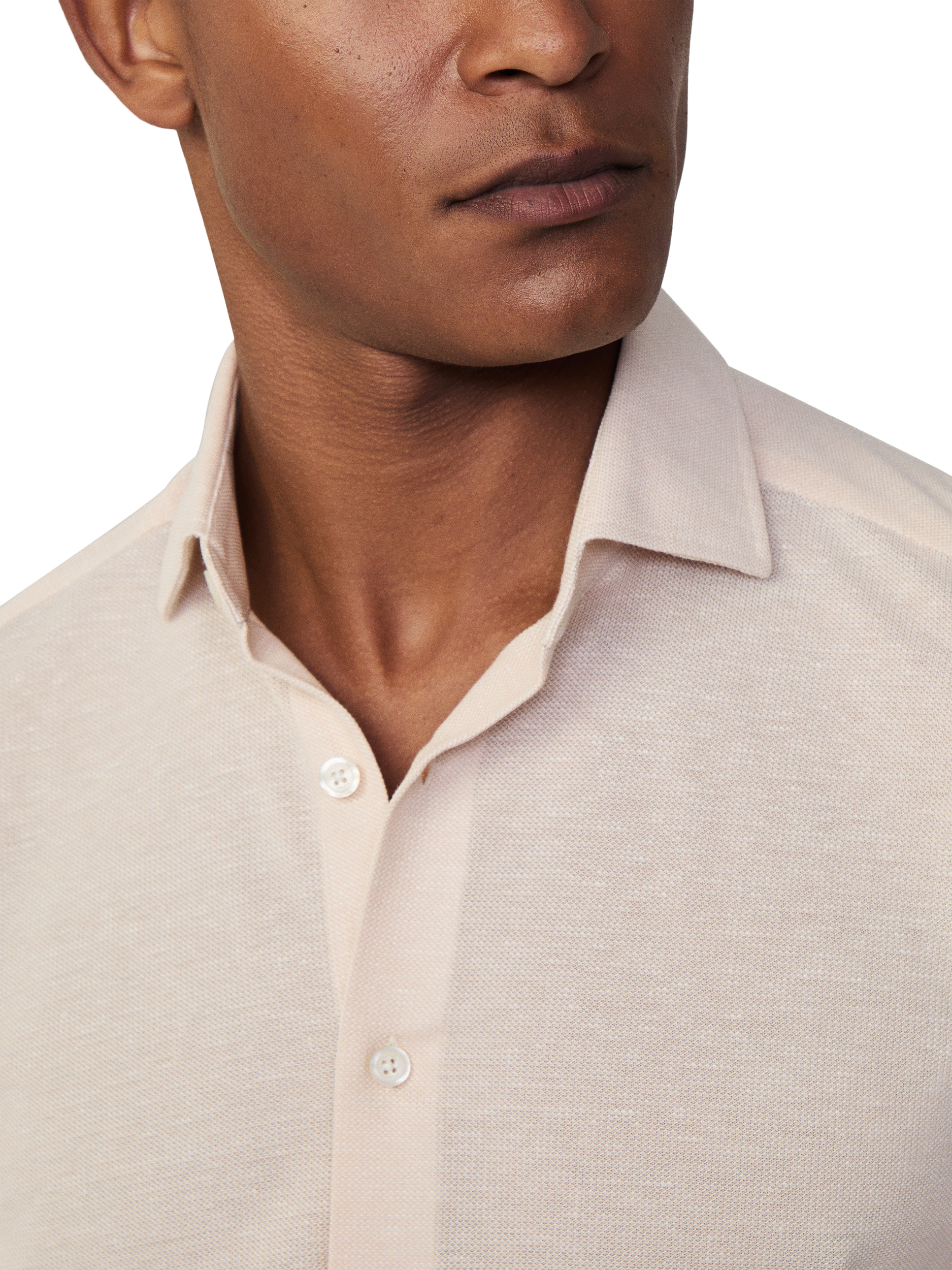 Product image 6 of 6, which shows Hackett London Stretch Pique Cotton Shirt, Tan Brown, S
