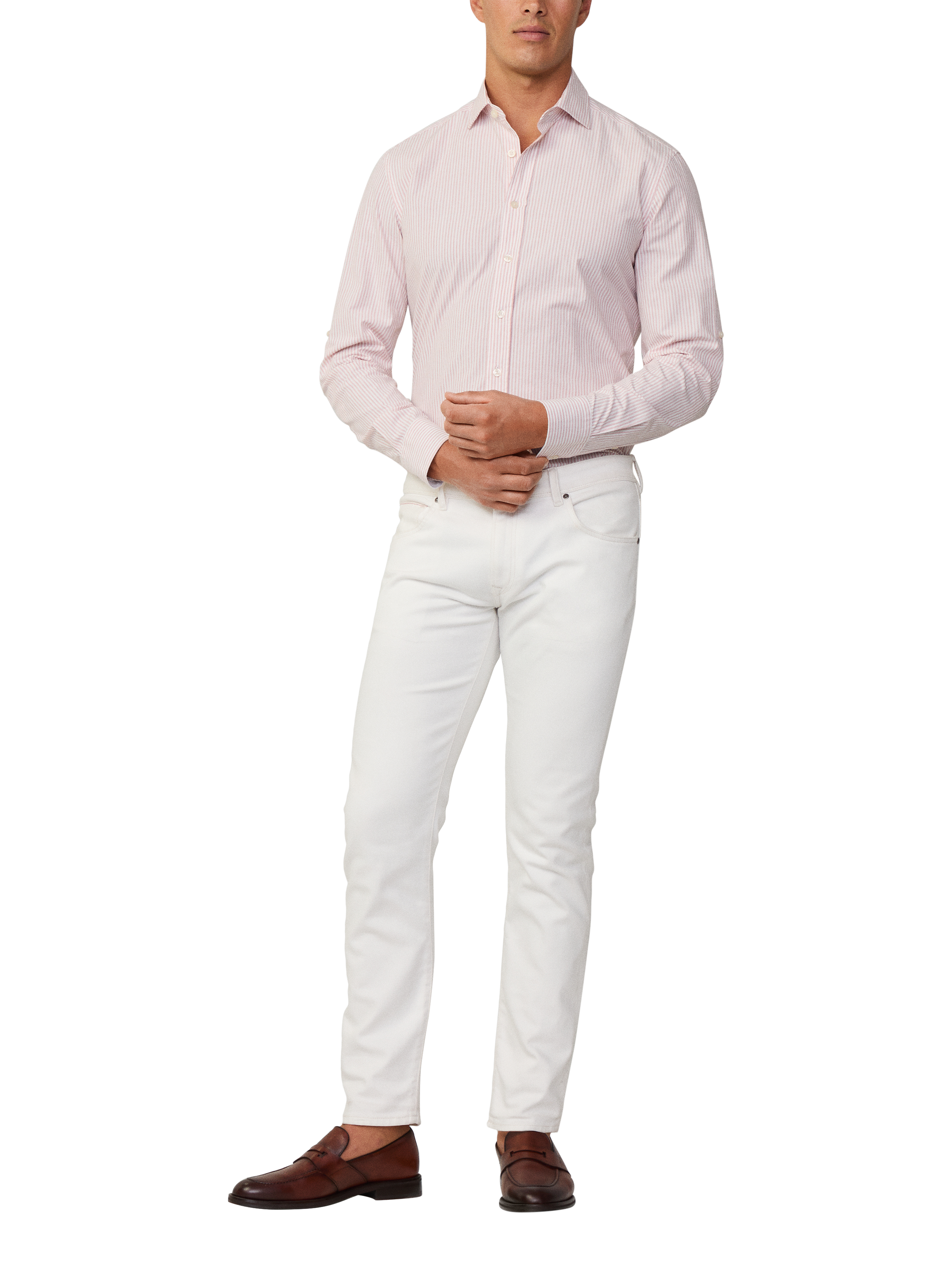 Product image 1 of 6, which shows Hackett London Bengal Stripe Cotton Shirt, Red/White, XS