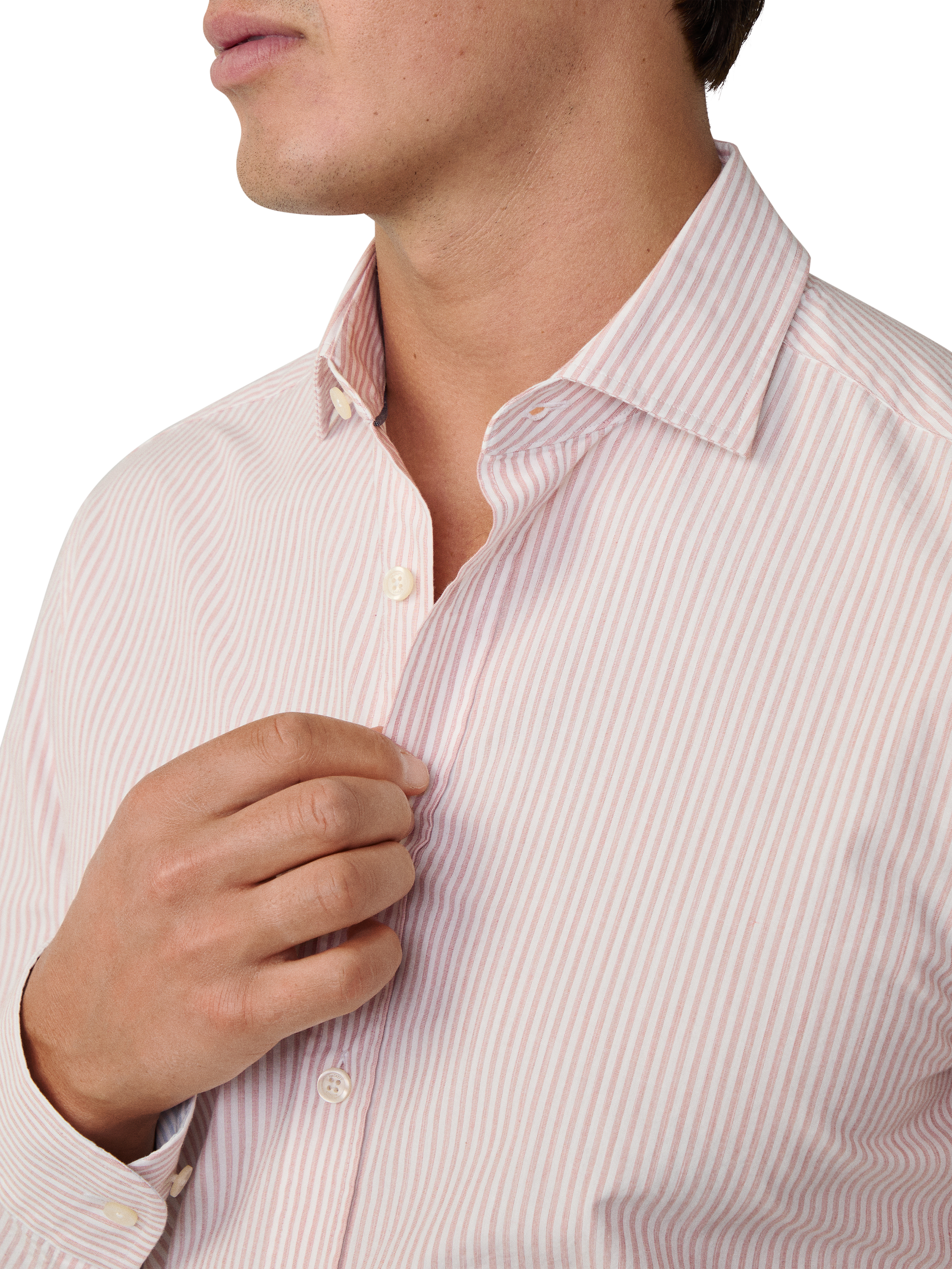 Product image 4 of 6, which shows Hackett London Bengal Stripe Cotton Shirt, Red/White, XS