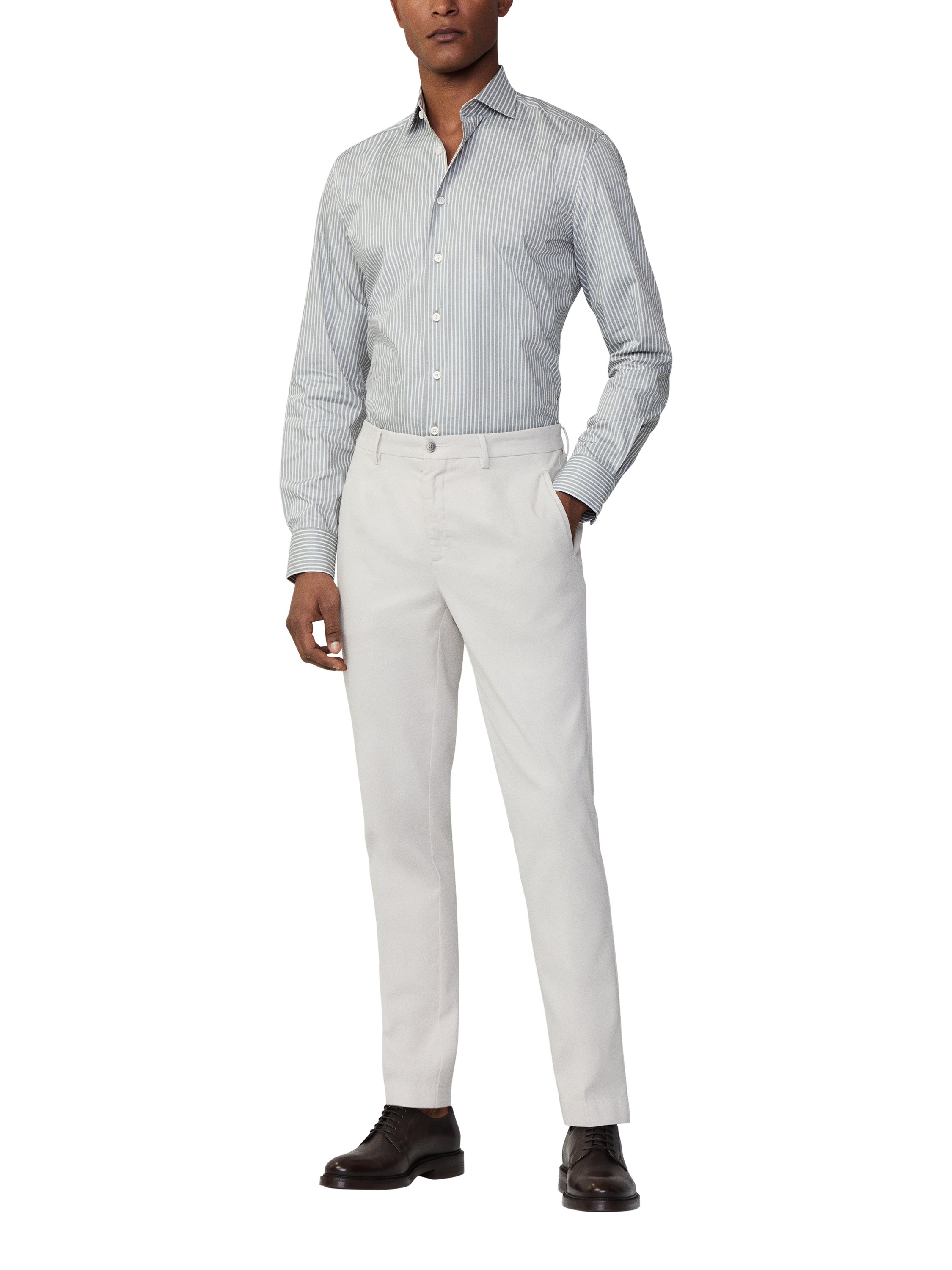 Hackett London Cotton Twill Trousers, Light Grey