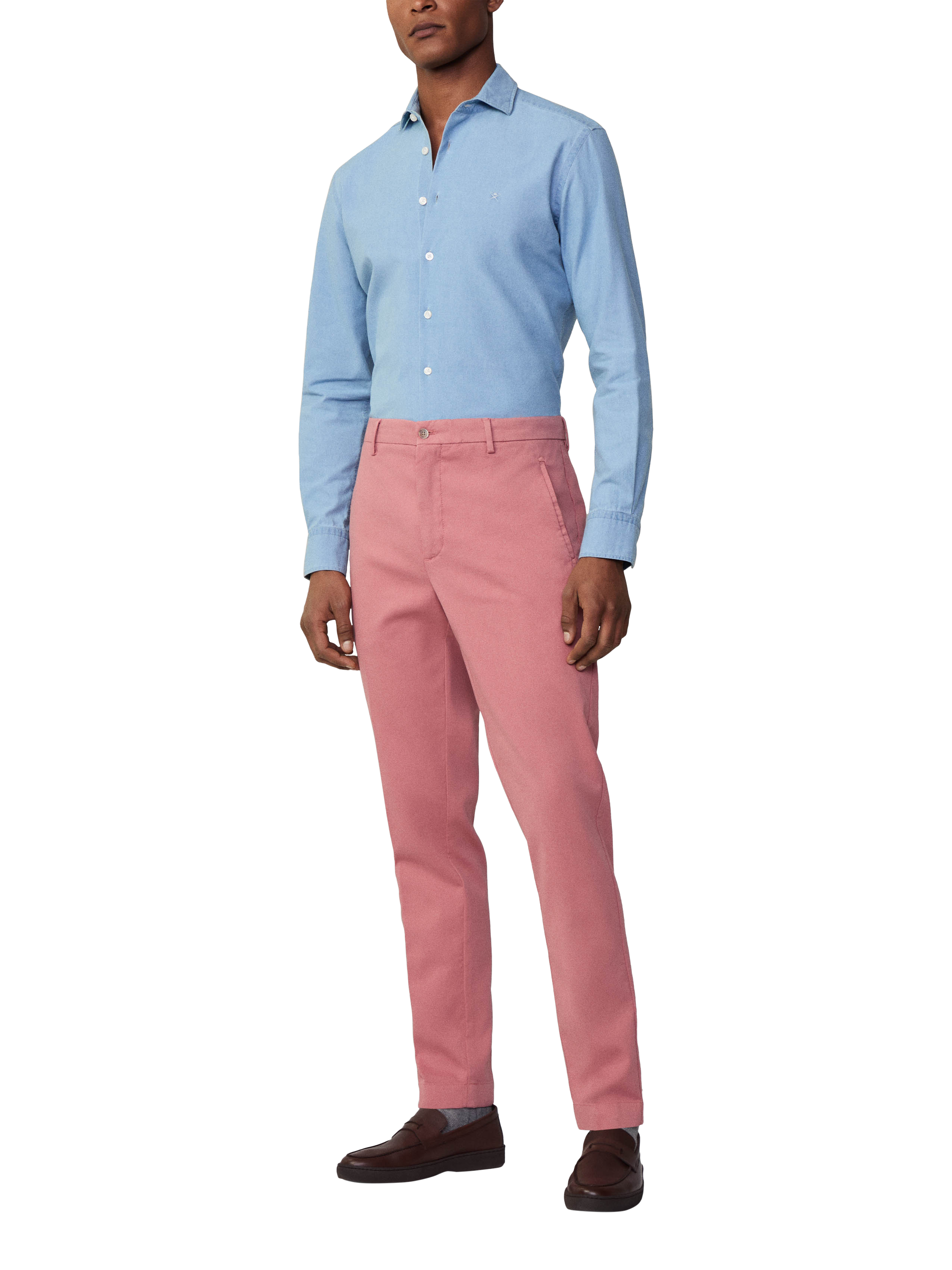 Hackett London Cotton Twill Trousers, Dark Peach Orange