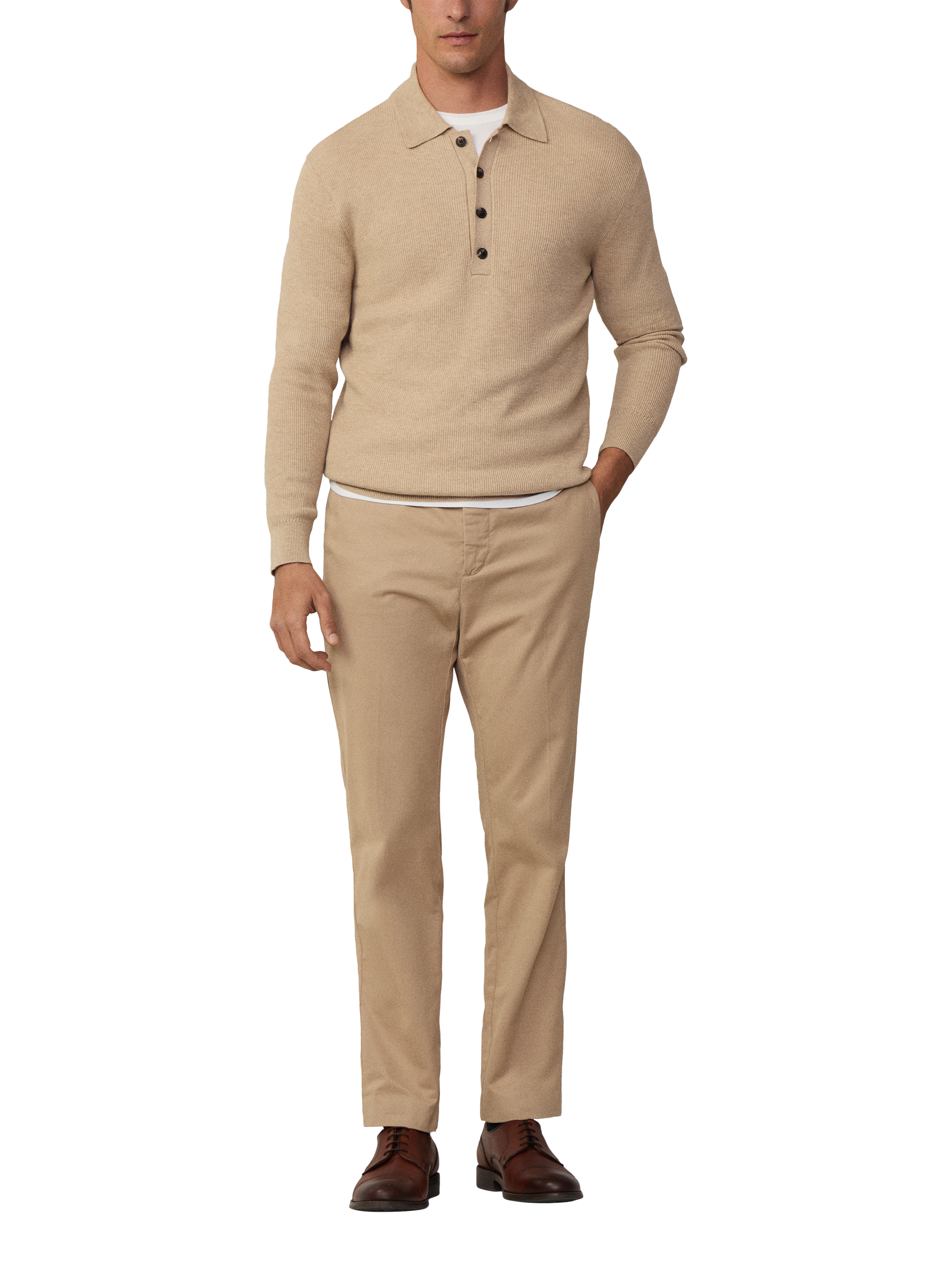 Product image 2 of 7, which shows Hackett London Cotton Blend Slim Fit Chinos, Oat, 28R