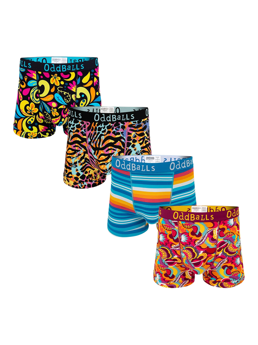 Product image 1 of 10, which shows OddBalls Patterned Boxer Shorts, Pack of 4, Patterned, XXS