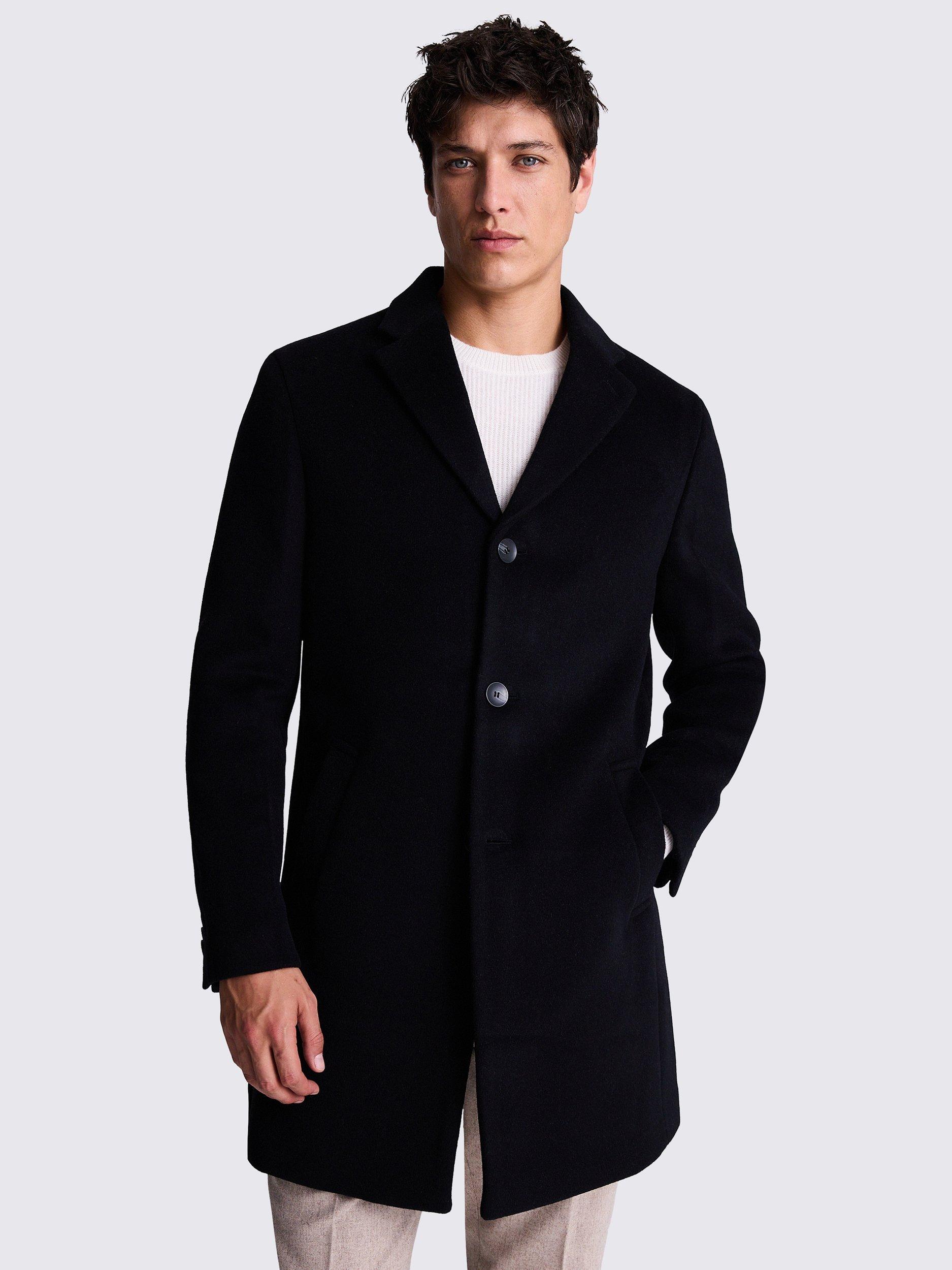 Moss Wool and Cashmere Blend Overcoat, Black
