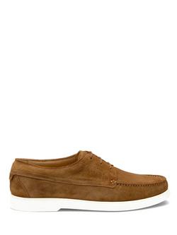 Loake Sardinia Suede Moccasin Boat Shoes, Chestnut, Chestnut