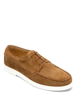 Loake Sardinia Suede Moccasin Boat Shoes, Chestnut - view 2, Chestnut