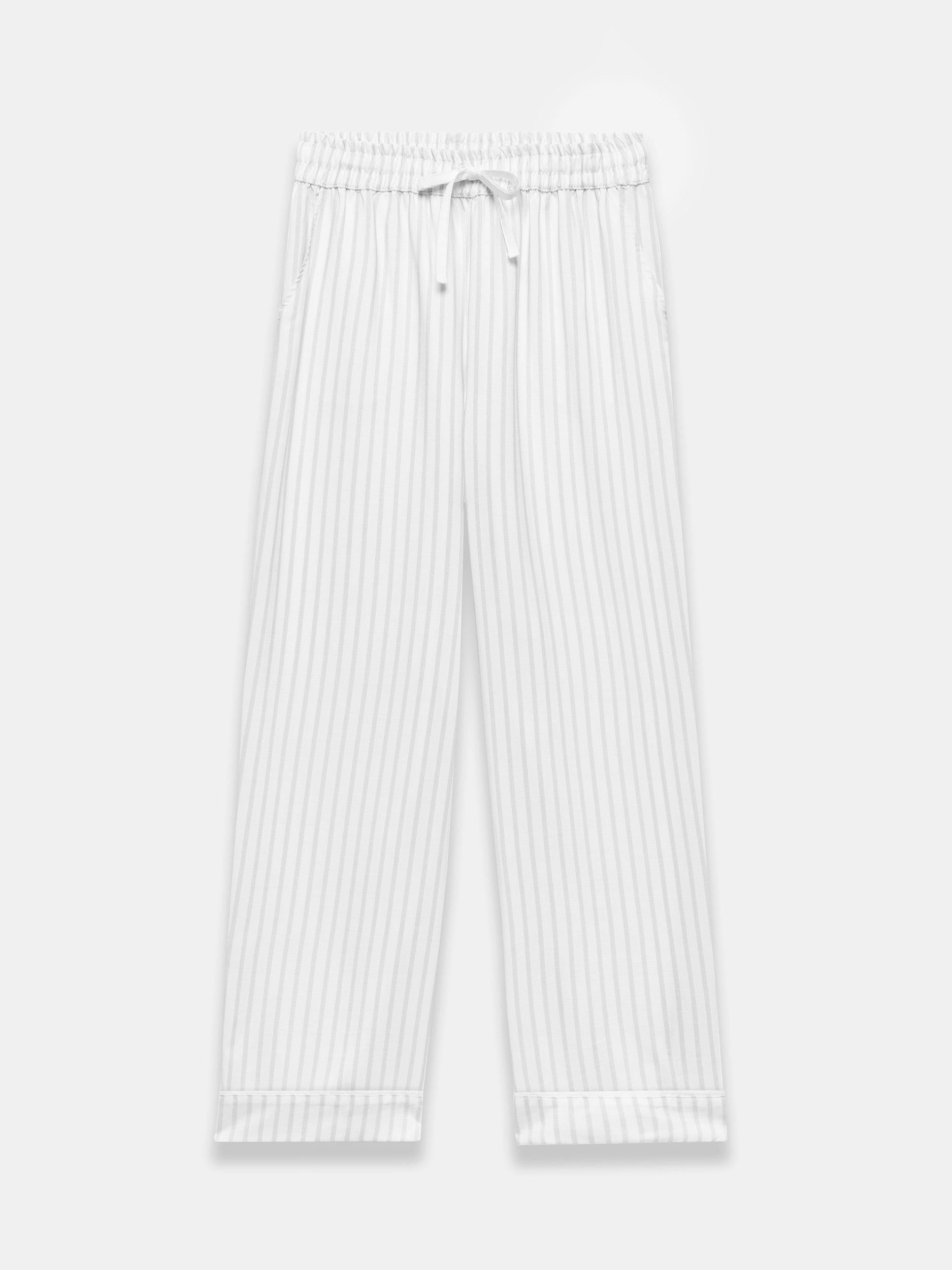 Product image 5 of 7, which shows Mint Velvet Stripe Pyjama Bottoms, Grey/Multi, L