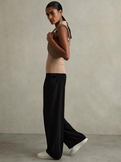 Reiss Eden Wide Leg Trousers, Black