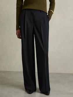 Reiss Petite Eden Wide Leg Trousers, Navy