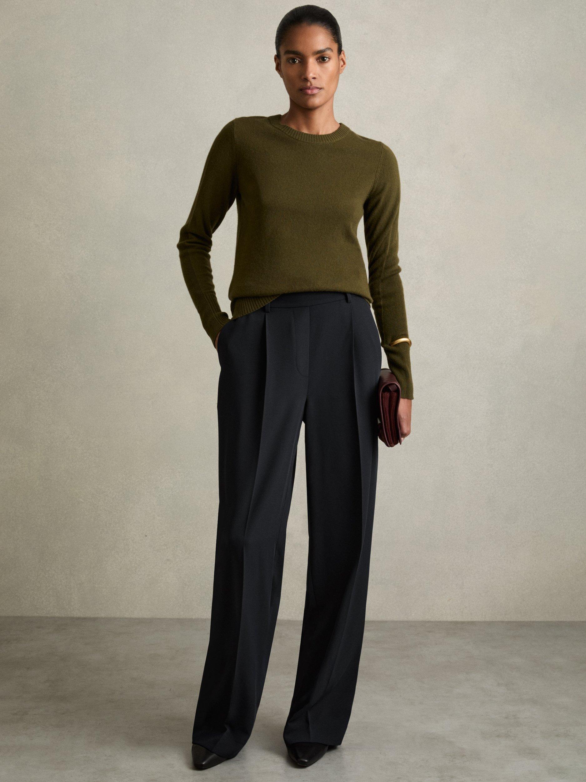 Product image 4 of 5, which shows Reiss Petite Eden Wide Leg Trousers, Navy, 6Pt