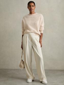 Reiss Eden Wide Leg Trousers, Cream