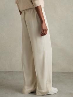 Reiss Petite Eden Crepe Trousers, Cream - view 2, Cream