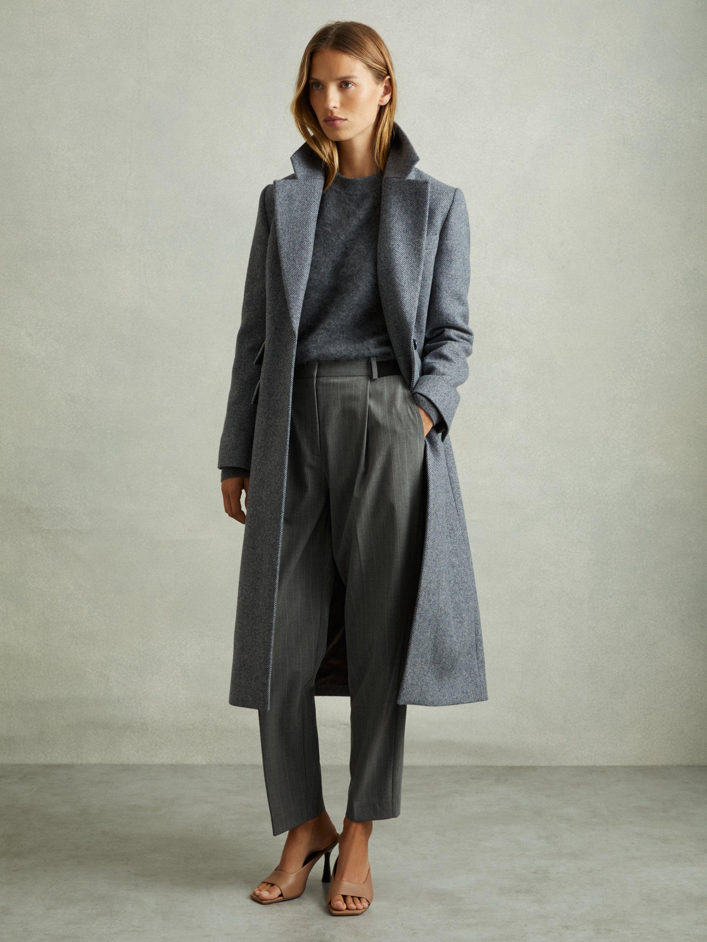 Reiss Flora Pinstripe Trousers, Grey