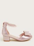 Monsoon Kids' Pearl Bow Glitter Heeled Shoes, Pink