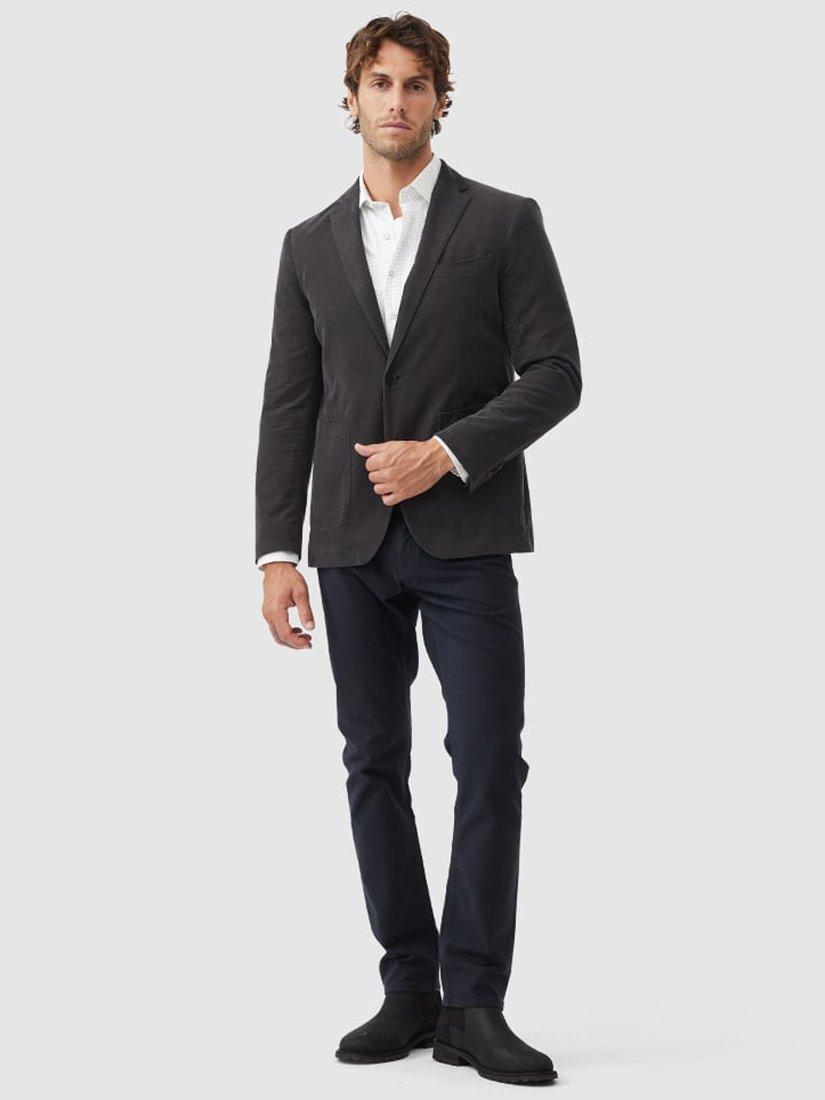 Product image 2 of 5, which shows Rodd & Gunn Saint Bathans Cotton Corduroy Slim Fit Blazer, Charcoal, L