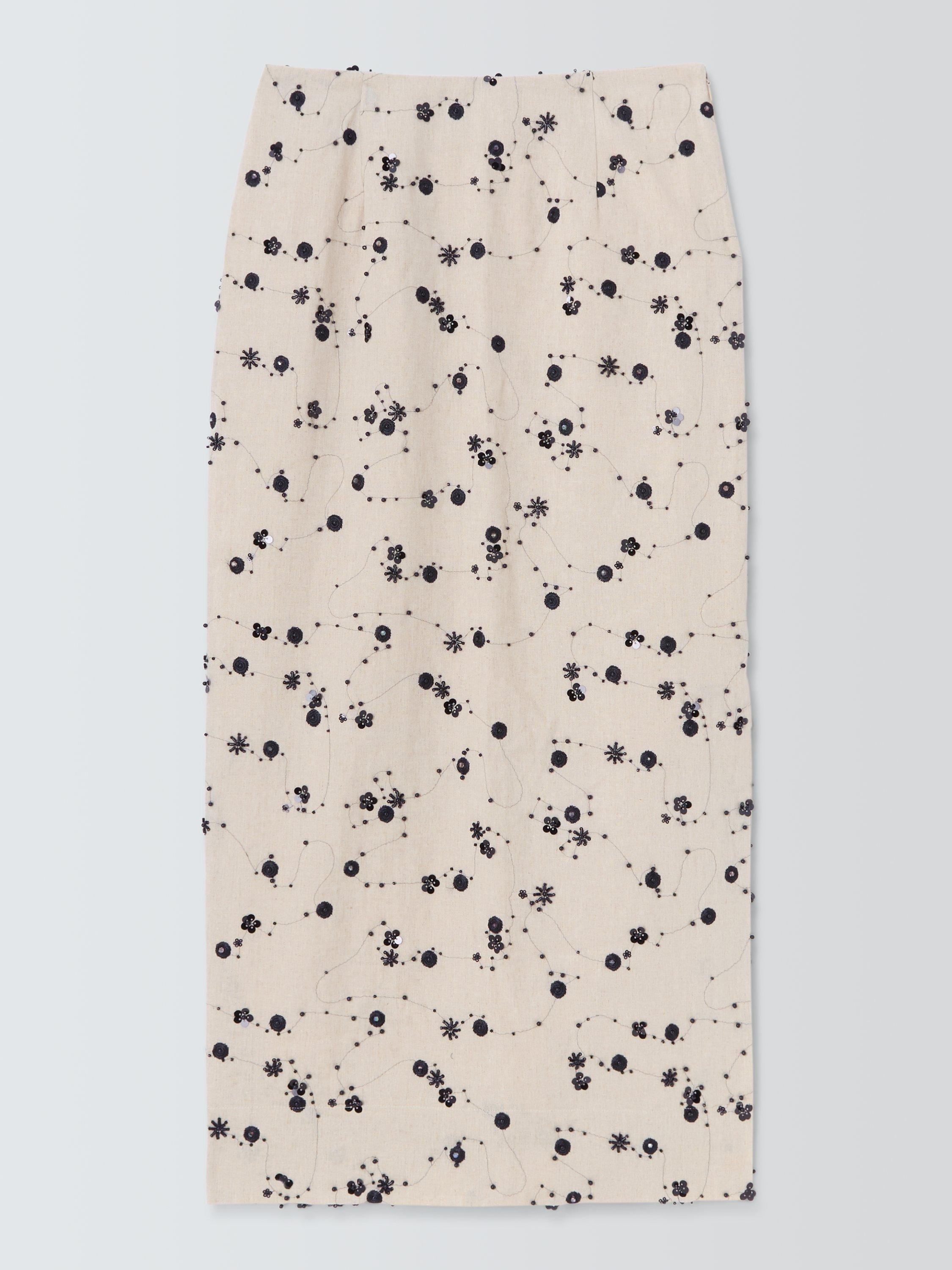 Product image 4 of 6, which shows John Lewis Embellished Pencil Skirt, Natural, 8