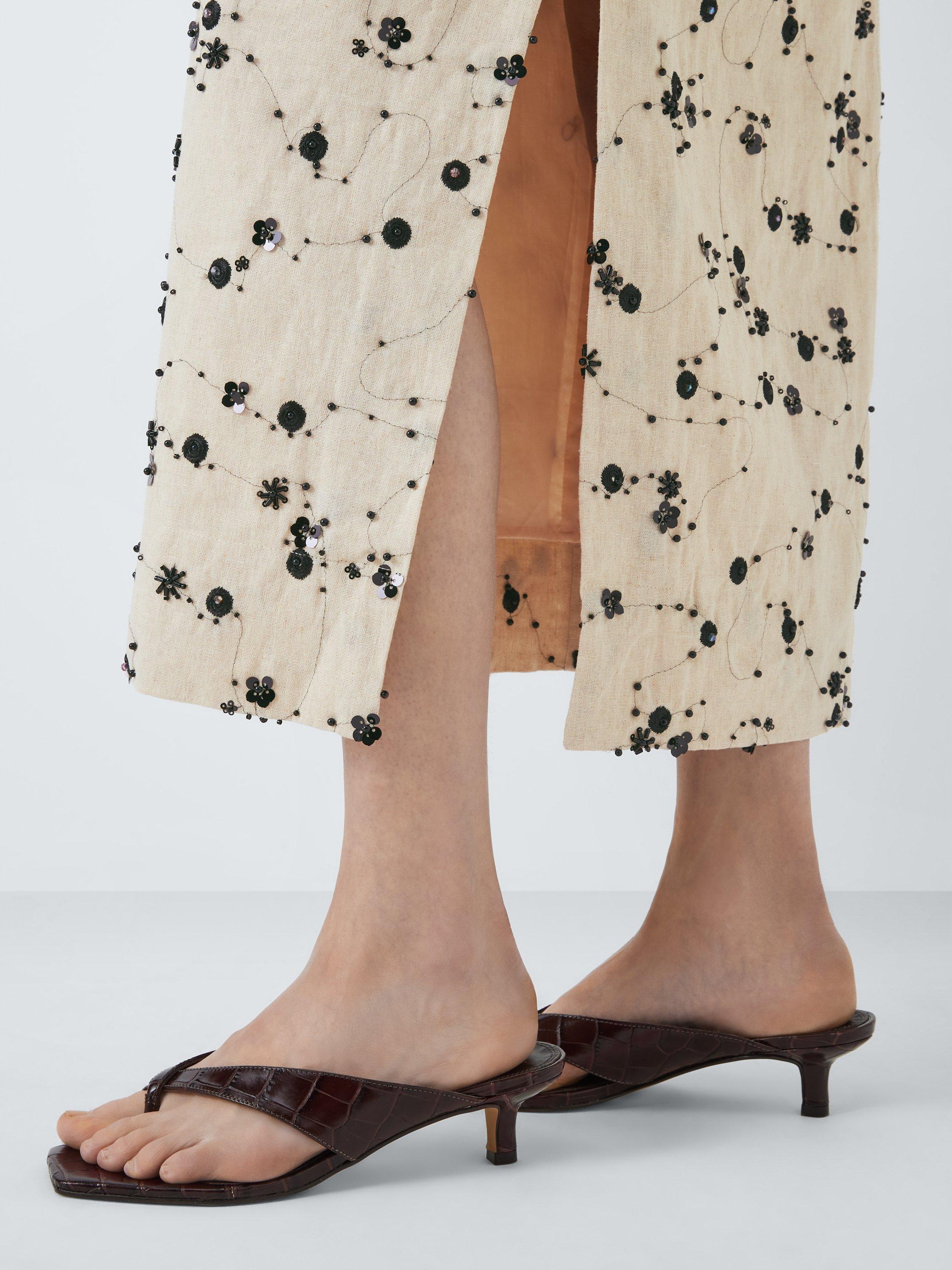 Product image 5 of 6, which shows John Lewis Embellished Pencil Skirt, Natural, 8