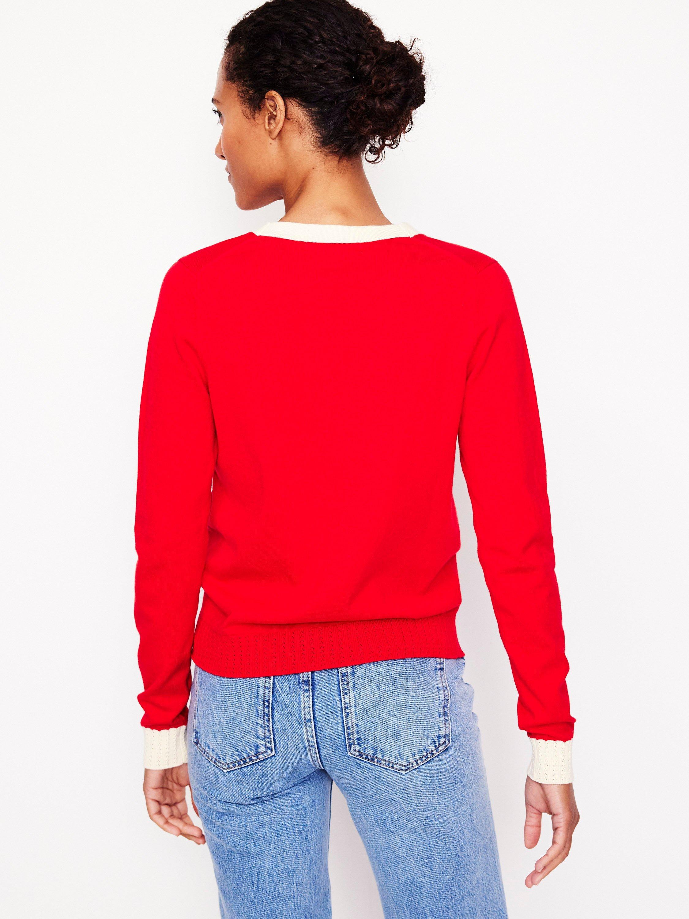 Product image 3 of 6, which shows Boden Emilia Preppy Cardigan, Poppy Red, S
