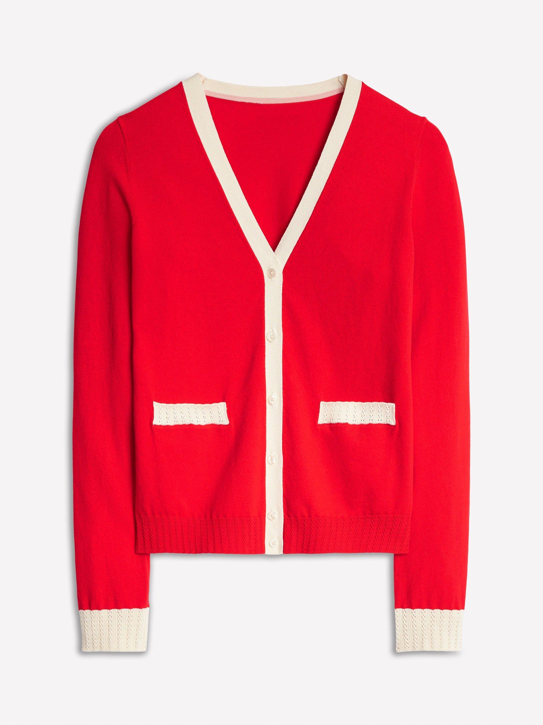 Product image 5 of 6, which shows Boden Emilia Preppy Cardigan, Poppy Red, S