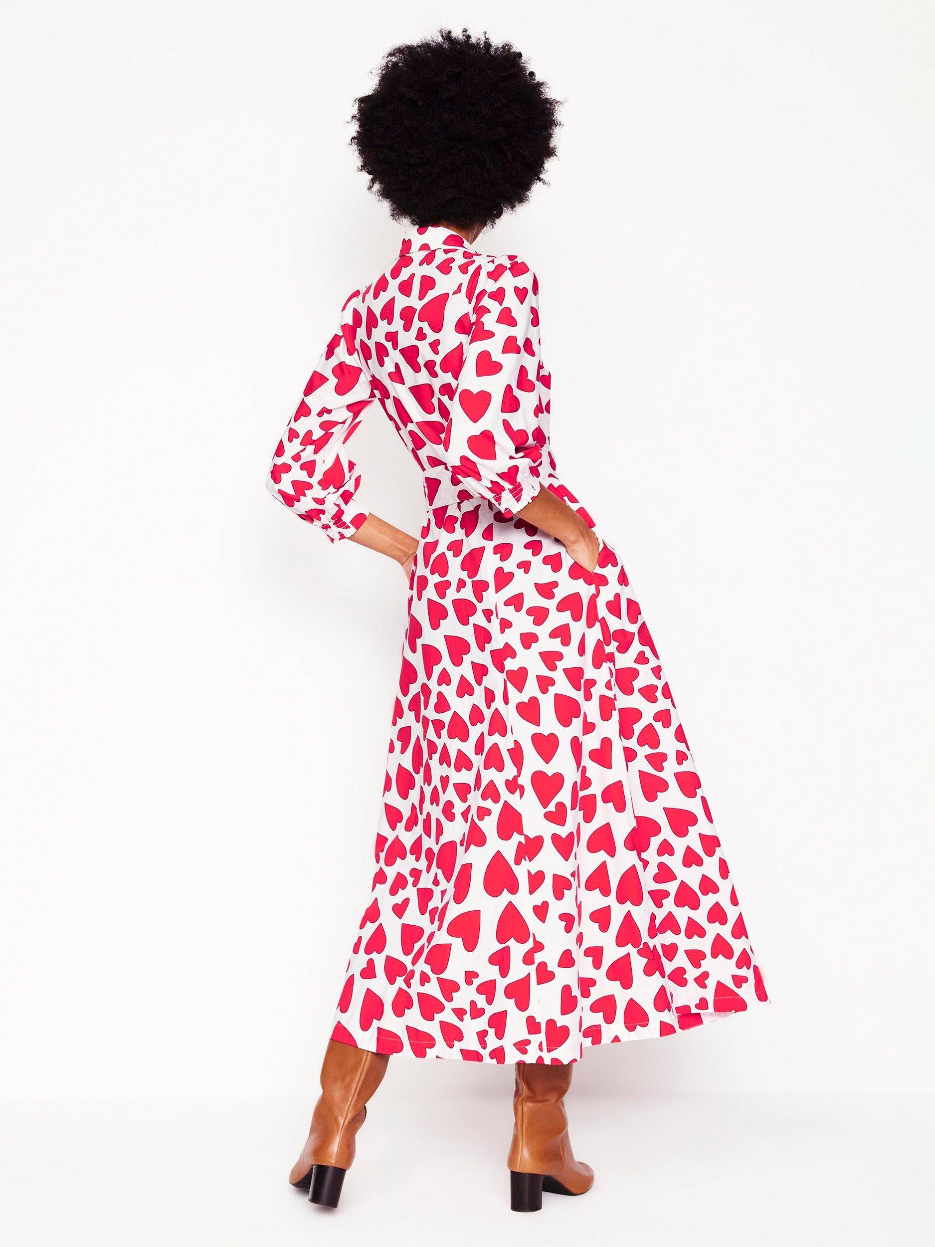 Product image 2 of 6, which shows Boden Clara Heart Shirt Dress, Ivory/Multi, 10