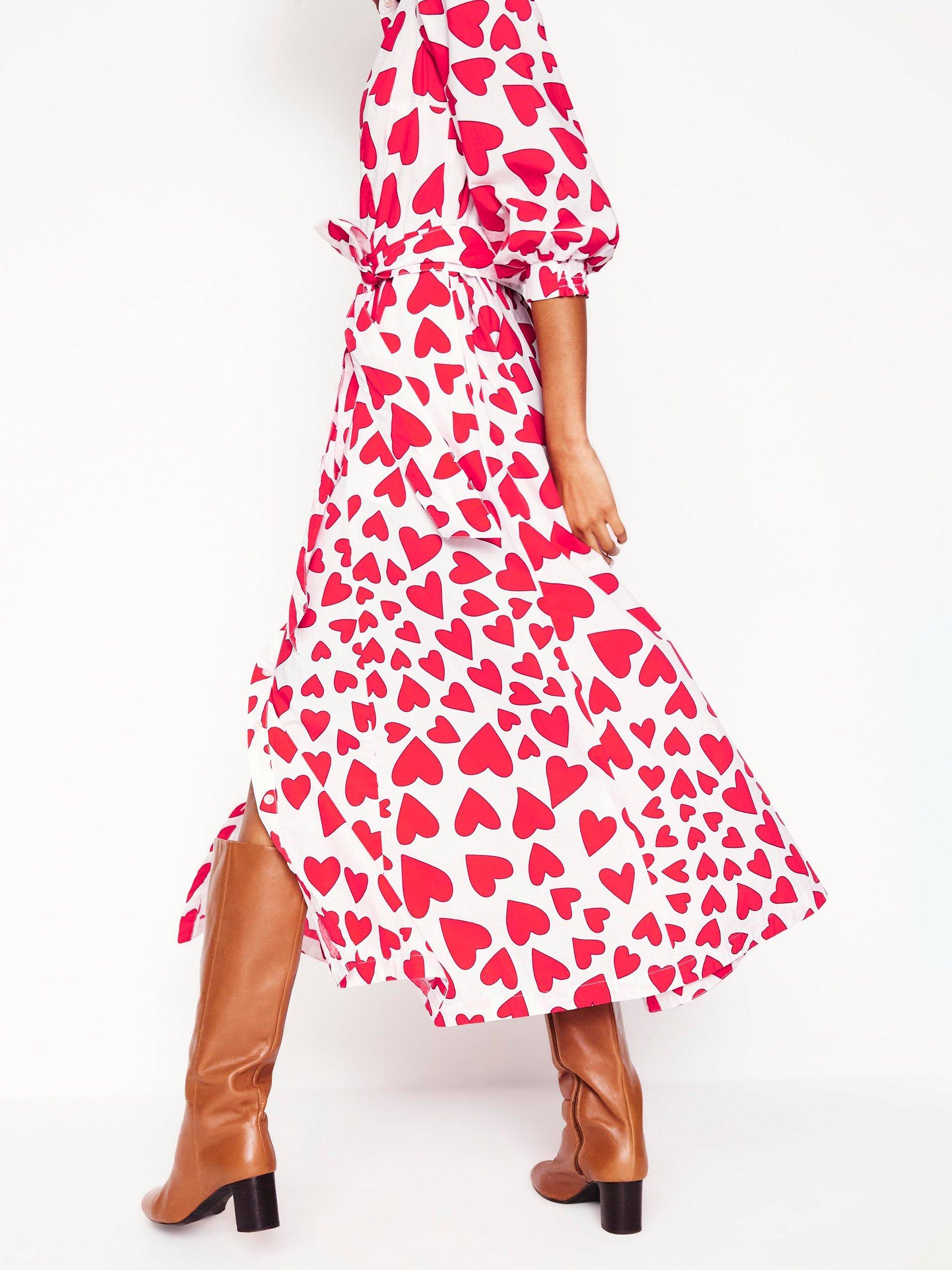 Product image 4 of 6, which shows Boden Clara Heart Shirt Dress, Ivory/Multi, 10
