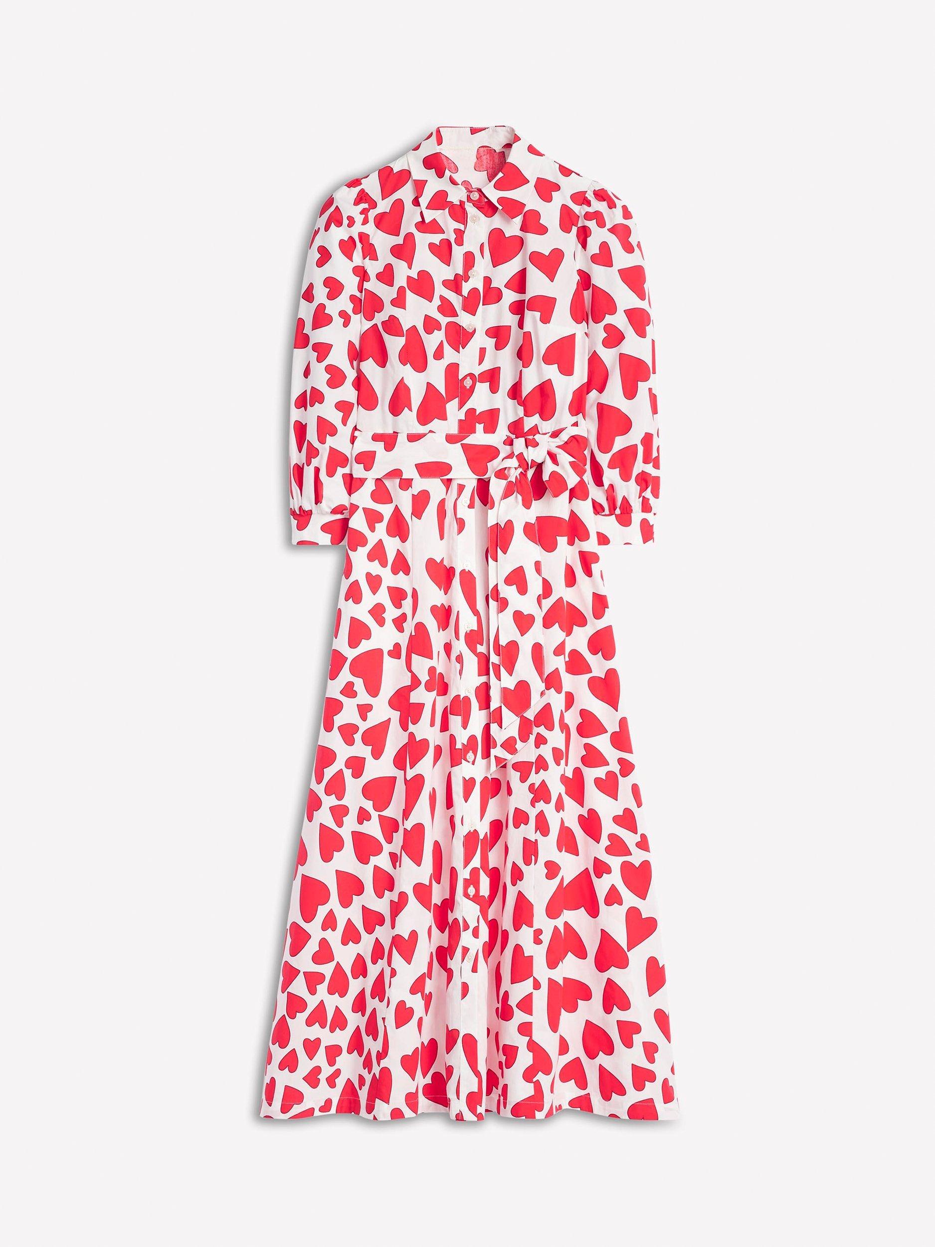 Product image 5 of 6, which shows Boden Clara Heart Shirt Dress, Ivory/Multi, 10