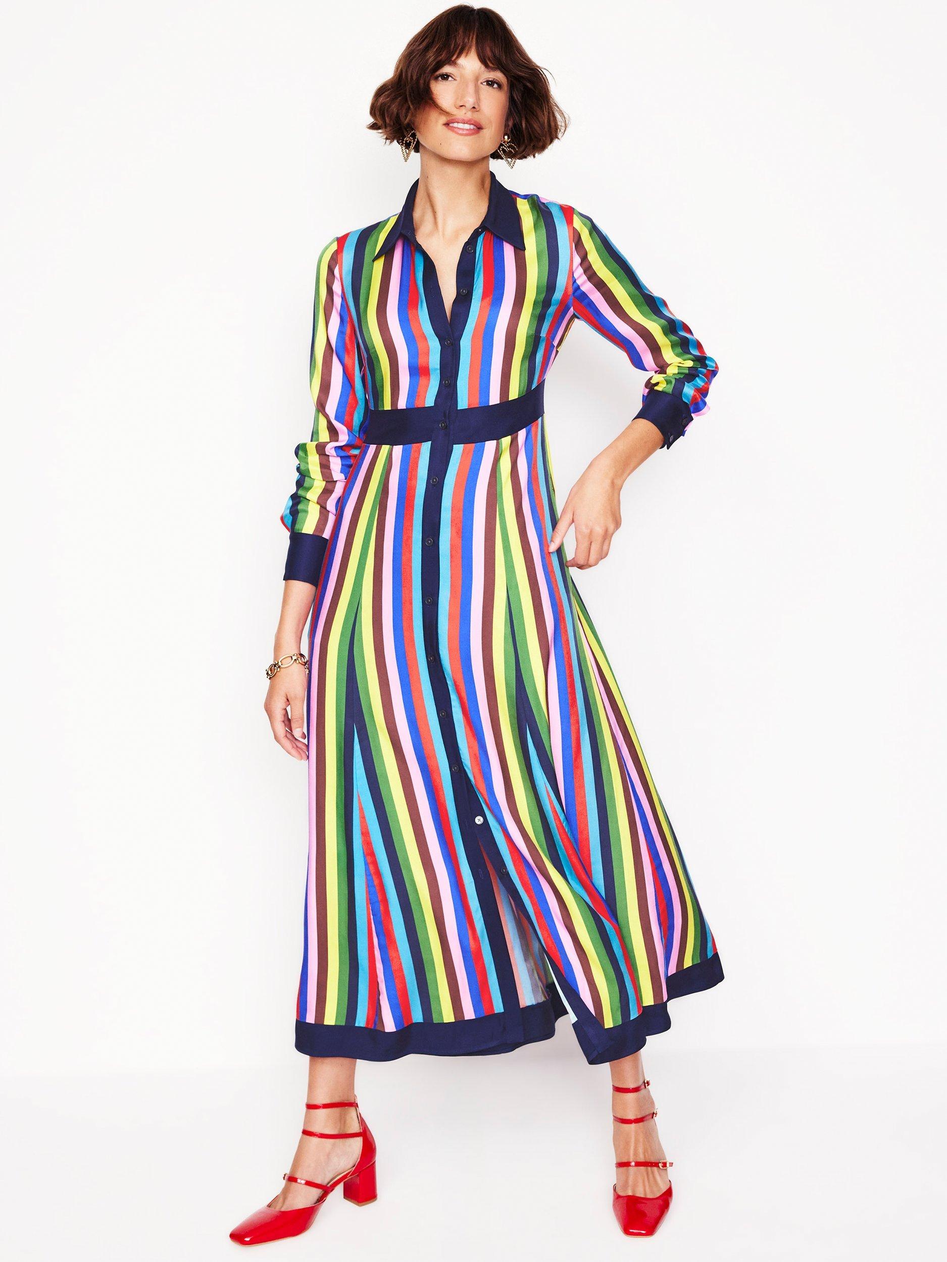 Product image 1 of 5, which shows Boden Empire Stripe Shirt Dress, Multi, 8